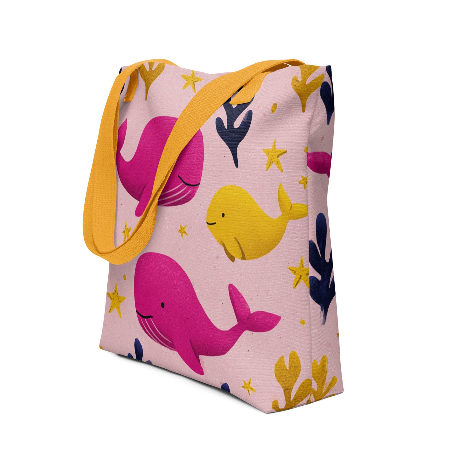 Tote Bag Shopping "BALEINES ROSES ET DAUPHIN JAUNE" - French Bazar - 3131187_8905