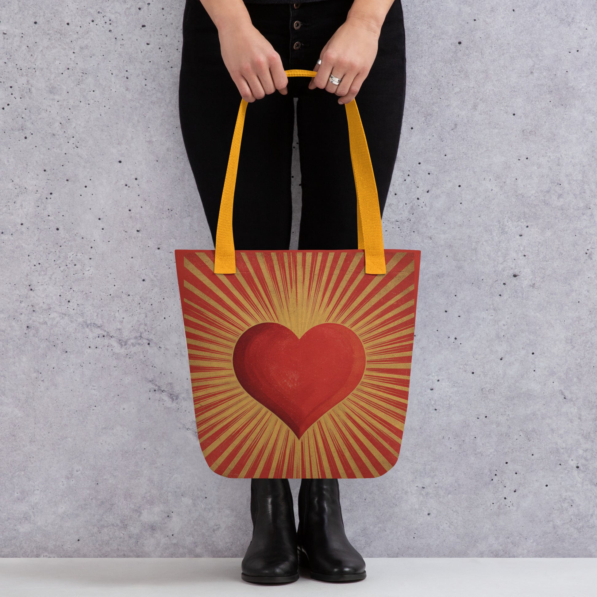 Tote Bag Shopping "RED AND GOLD HEART" - French Bazar - 6826287_4533