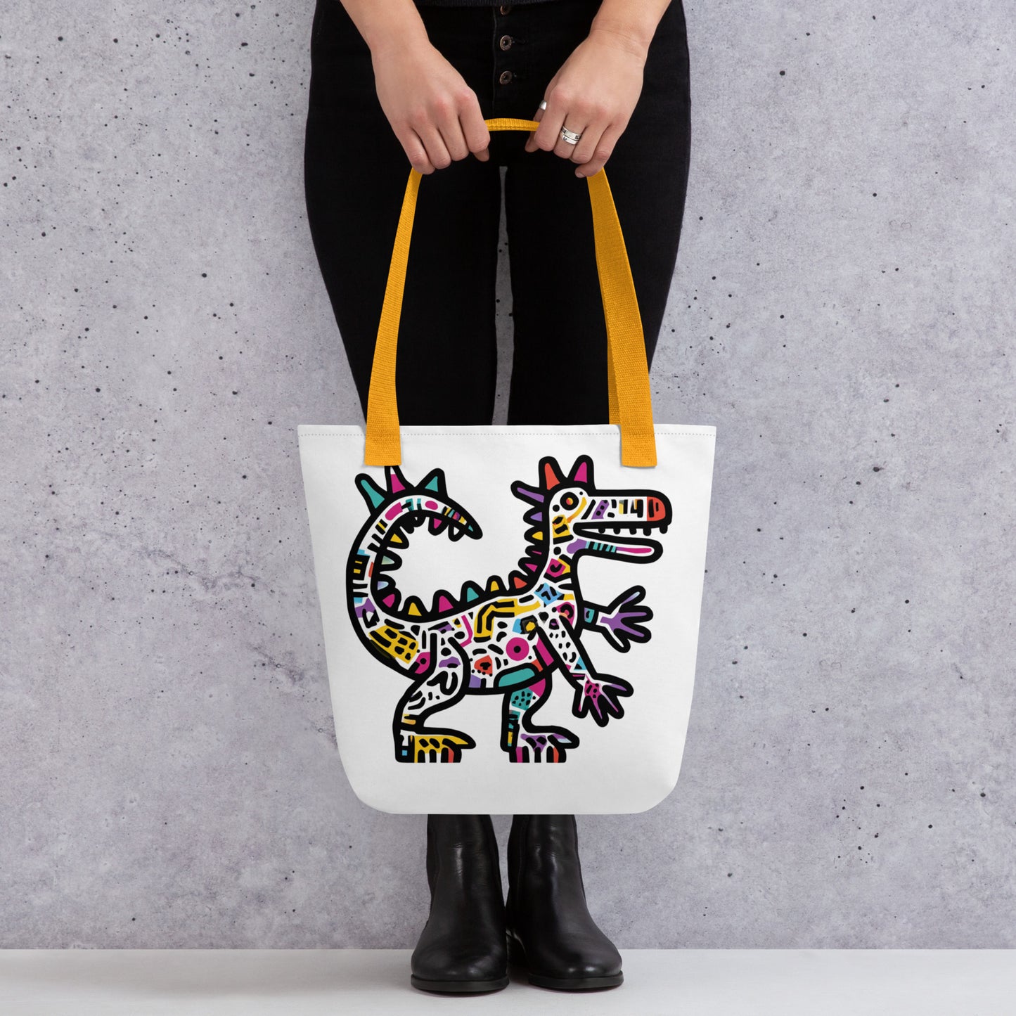 Tote Bag Shopping "KEITH HARING STYLE DINOSAUR" - French Bazar - 1583402_4533
