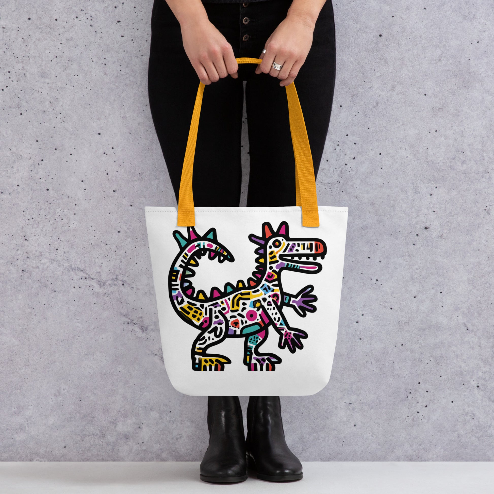 Tote Bag Shopping "KEITH HARING STYLE DINOSAUR" - French Bazar - 1583402_4533