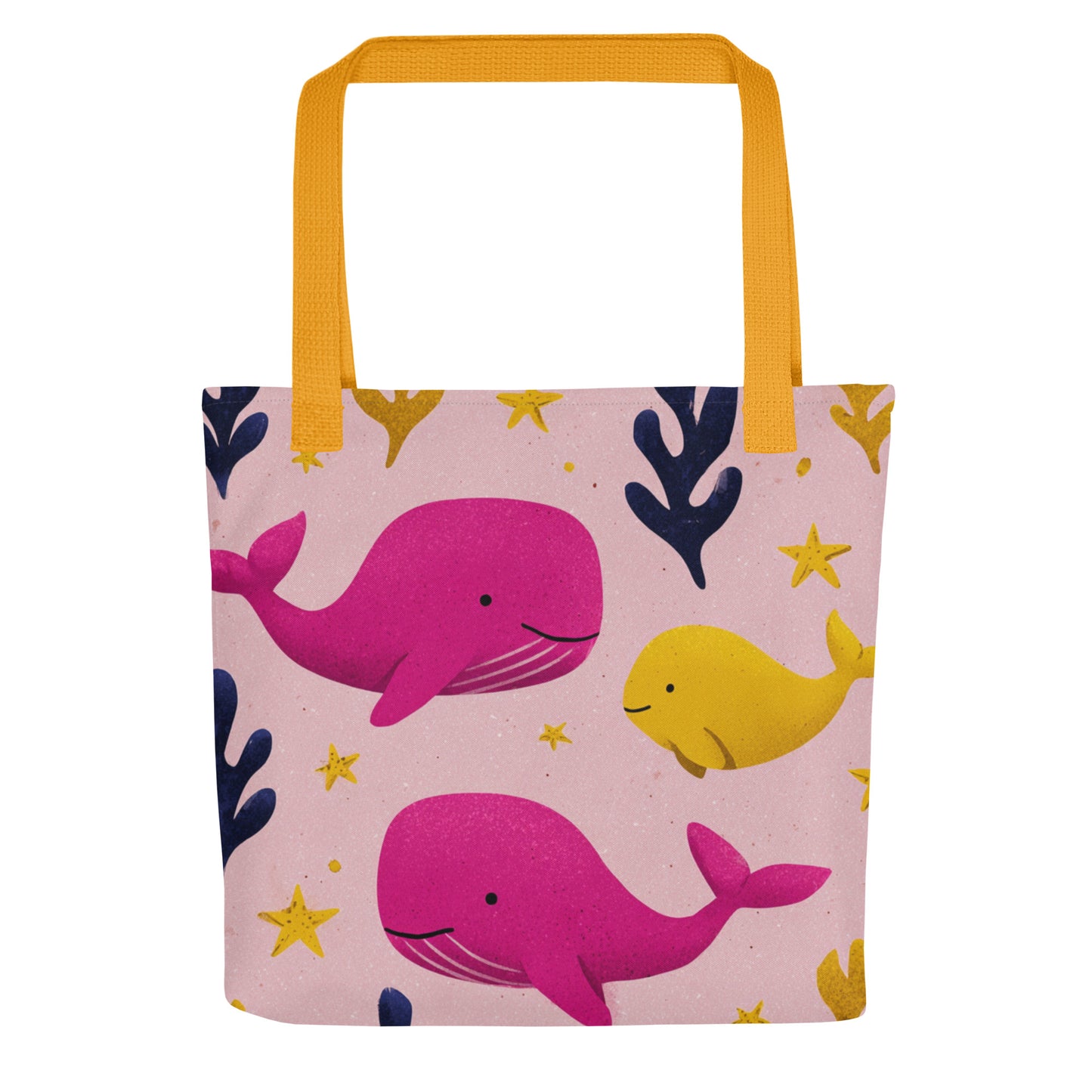 Tote Bag Shopping "BALEINES ROSES ET DAUPHIN JAUNE" - French Bazar - 3131187_4533