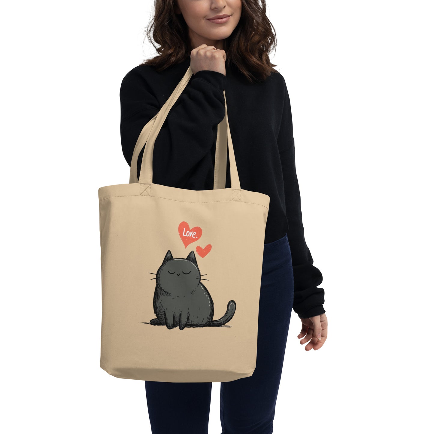 Tote Bag Bio "LOVE CAT" - Beige - French Bazar - 9778867_10458