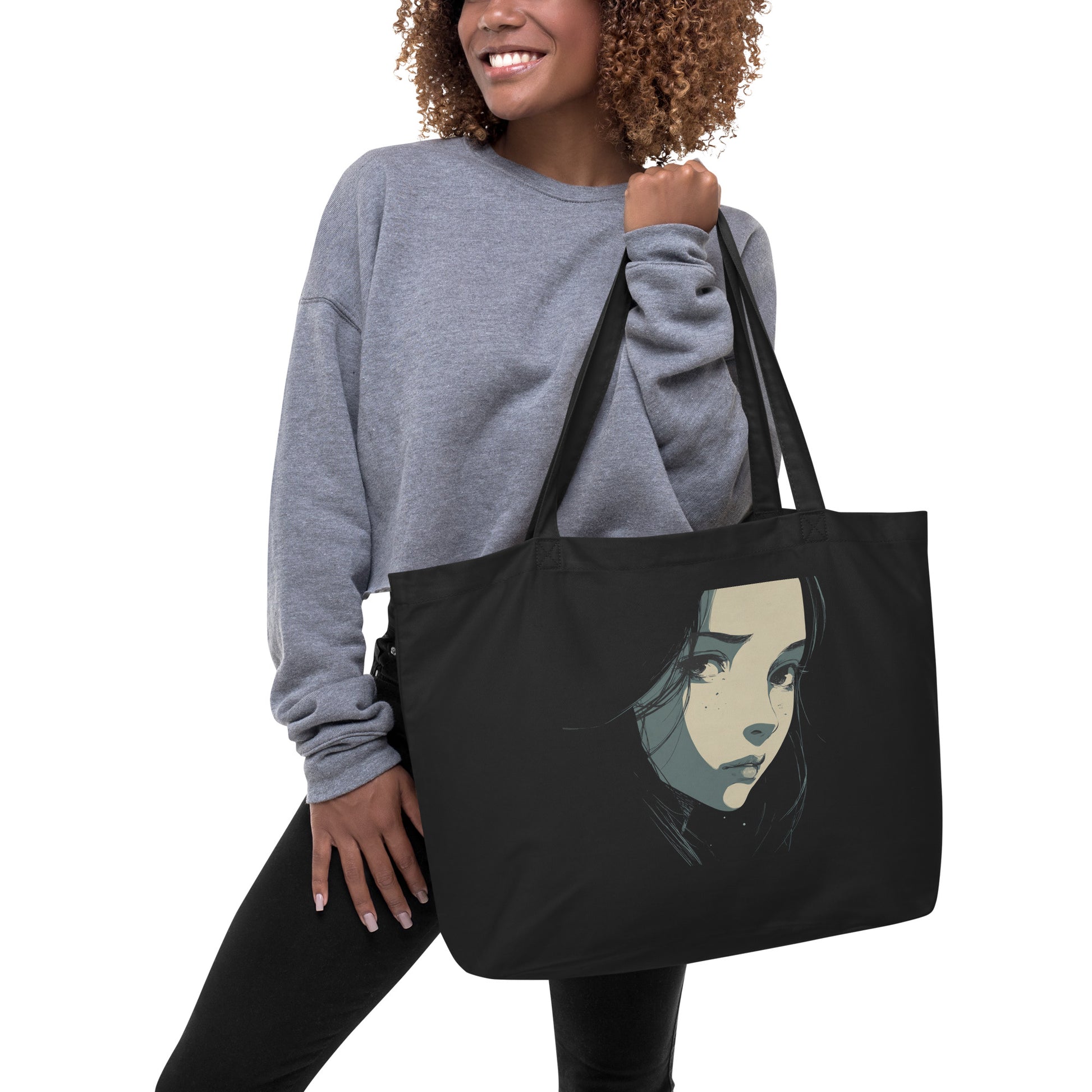 Grand Tote Bag Bio "MÉLANCOLIE" - Noir - French Bazar - 5238416_10732
