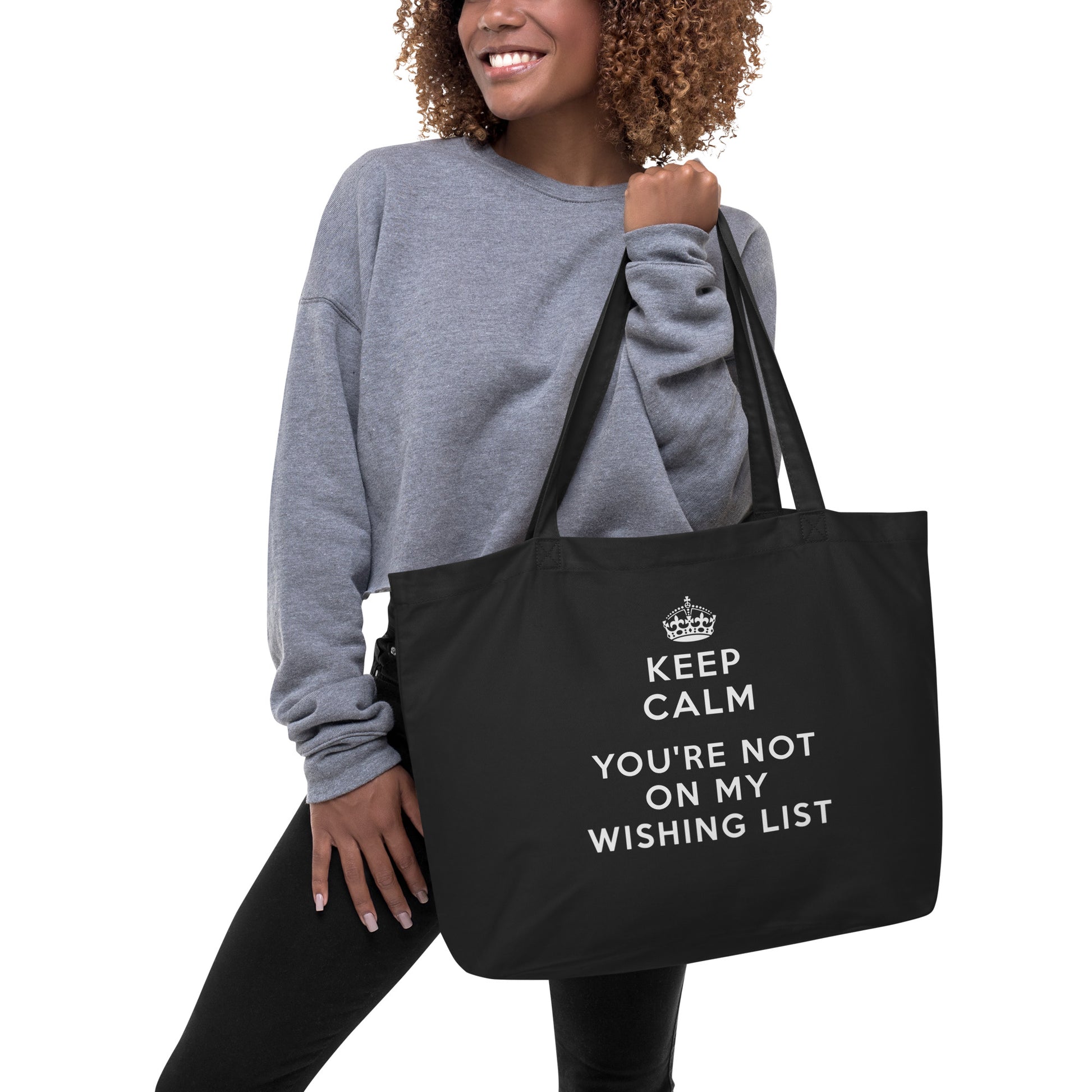 Grand Tote Bag Bio "KEEP CALM YOU'RE NOT ON MY WISHING LIST" - Noir - French Bazar - 3565046_10732