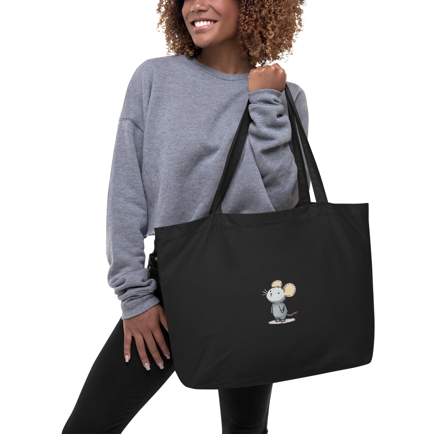 Grand Tote Bag Bio "LITTLE MOUSE" - Noir - French Bazar - 2590045_10732