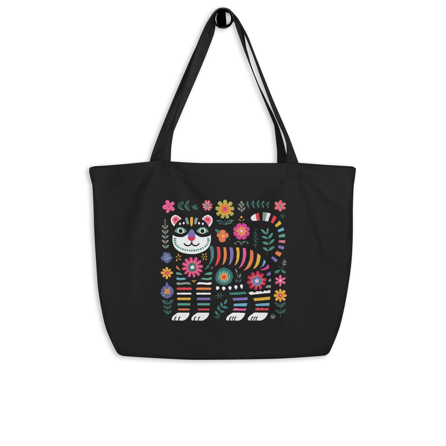 Grand Tote Bag Bio "CHINESE TIGER" - Noir