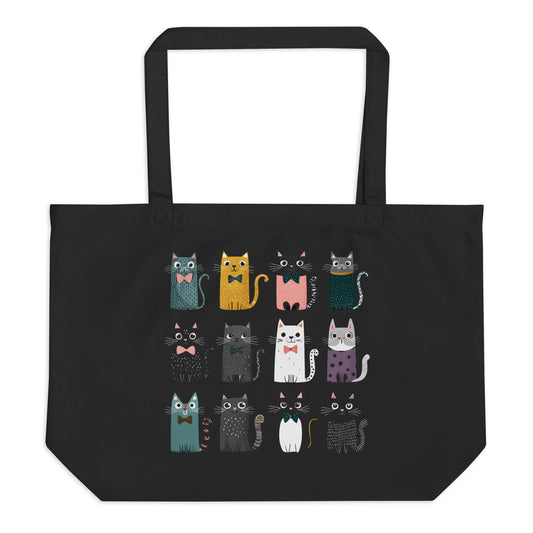 Grand Tote Bag Bio "CHATS" - Noir - French Bazar - 9573513_10732