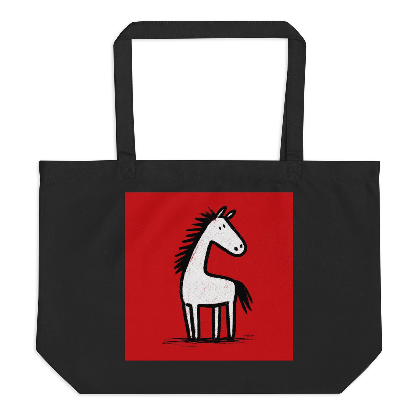 Grand Tote Bag Bio "WHITE HORSE" - Noir - French Bazar - 5182756_10732