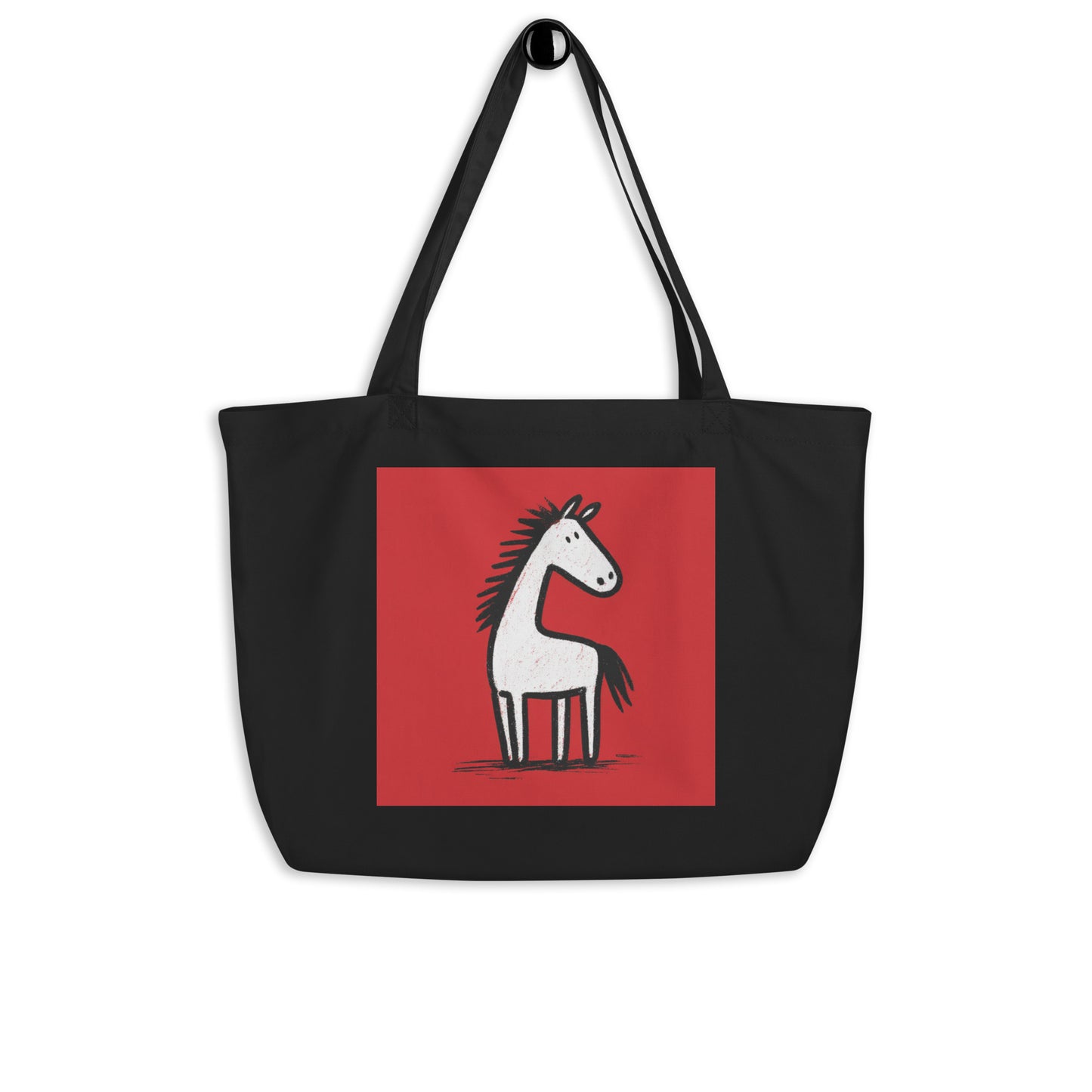 Grand Tote Bag Bio "WHITE HORSE" - Noir - French Bazar - 5182756_10732