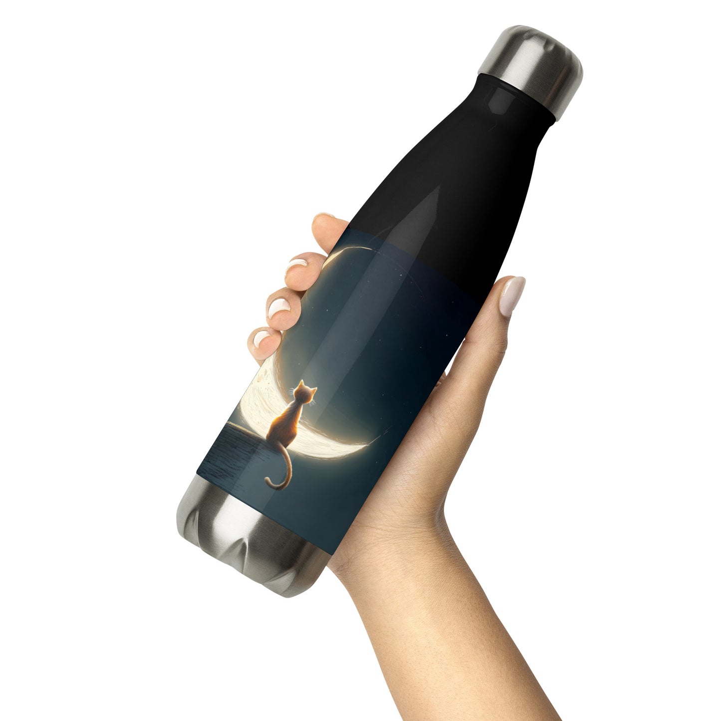 Bouteille isotherme "MOON CAT" - 500ml - Noir ou Blanc - French Bazar - 2452171_16030