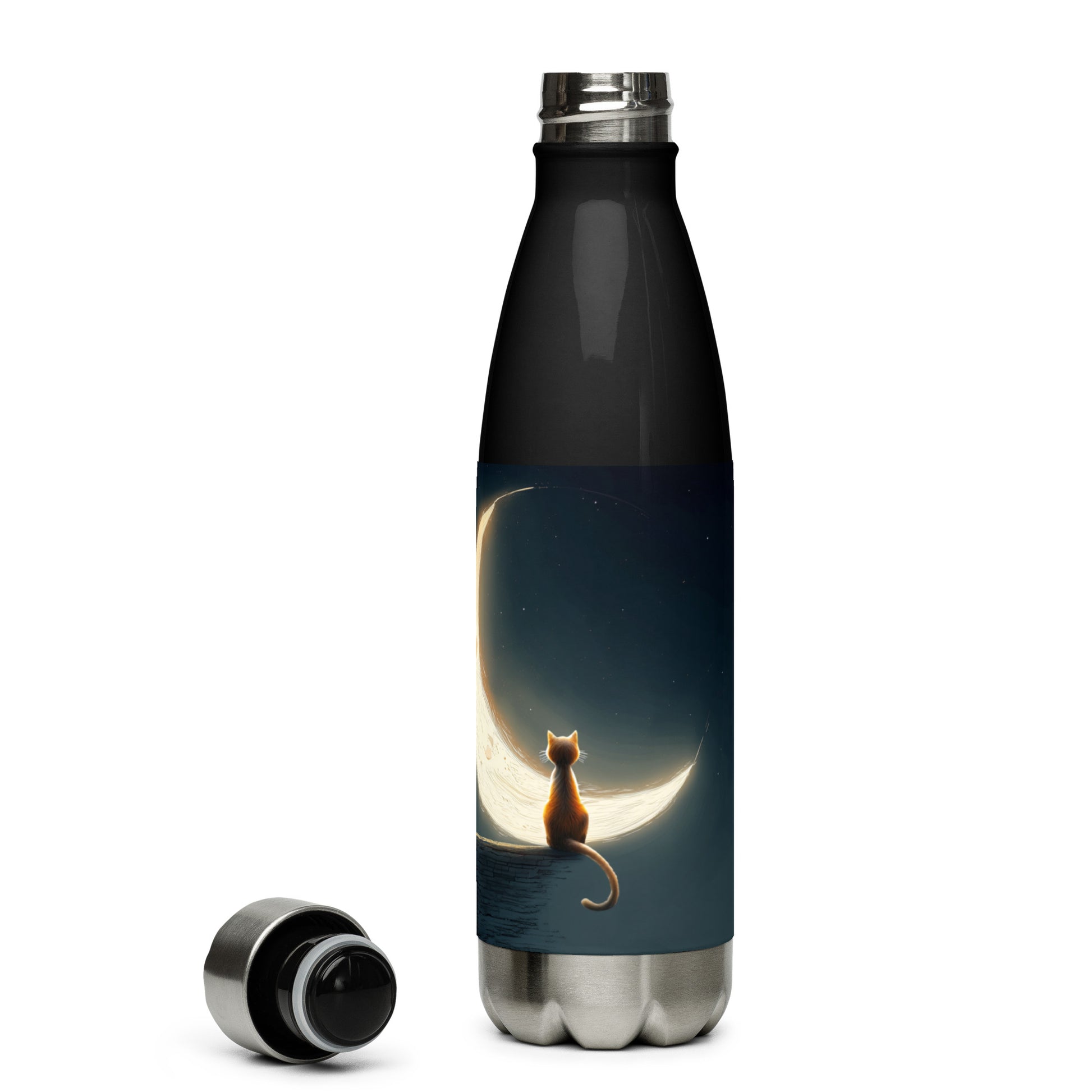 Bouteille isotherme "MOON CAT" - 500ml - Noir ou Blanc - French Bazar - 2452171_16030