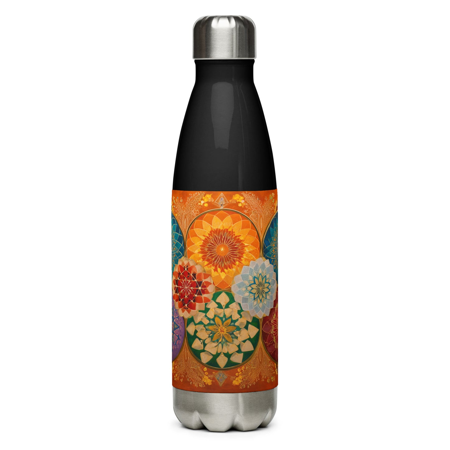 Bouteille isotherme "FLOWER MEDALS" - 500ml - Noir ou Blanc - French Bazar - 8362619_16030