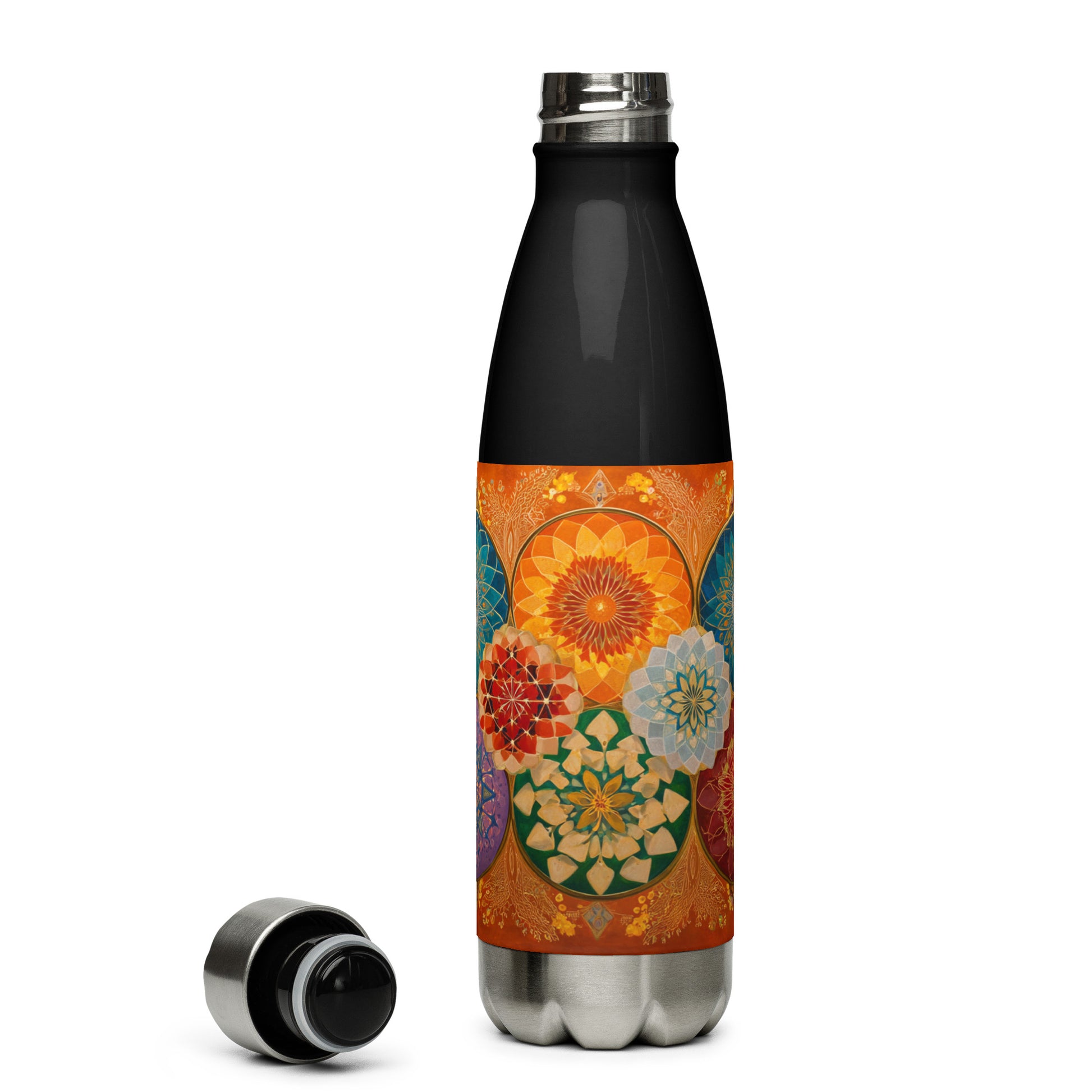 Bouteille isotherme "FLOWER MEDALS" - 500ml - Noir ou Blanc - French Bazar - 8362619_16030