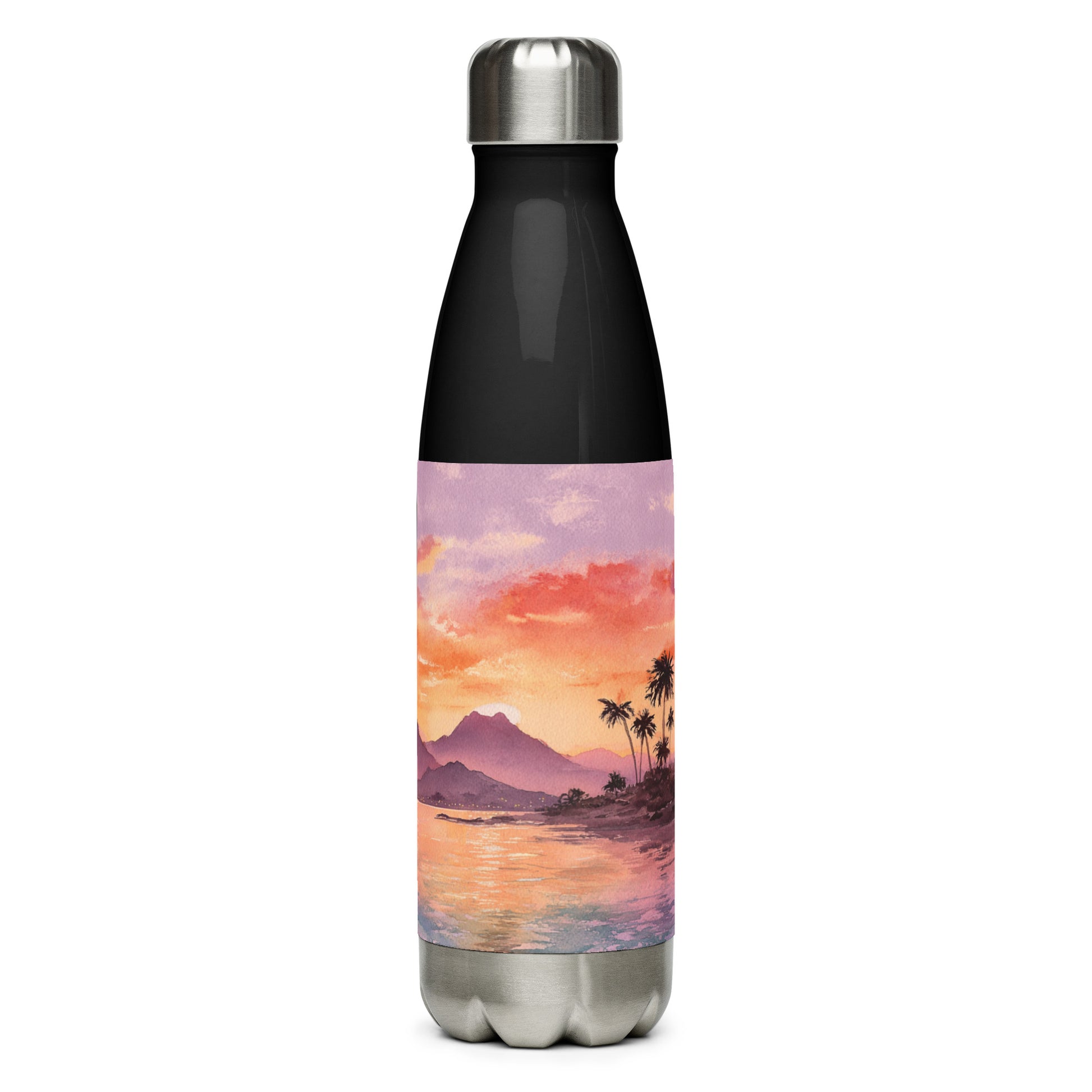 Bouteille isotherme "SUNSET ISLAND" - 500ml - Blanc ou Noir - French Bazar - 3596770_16030