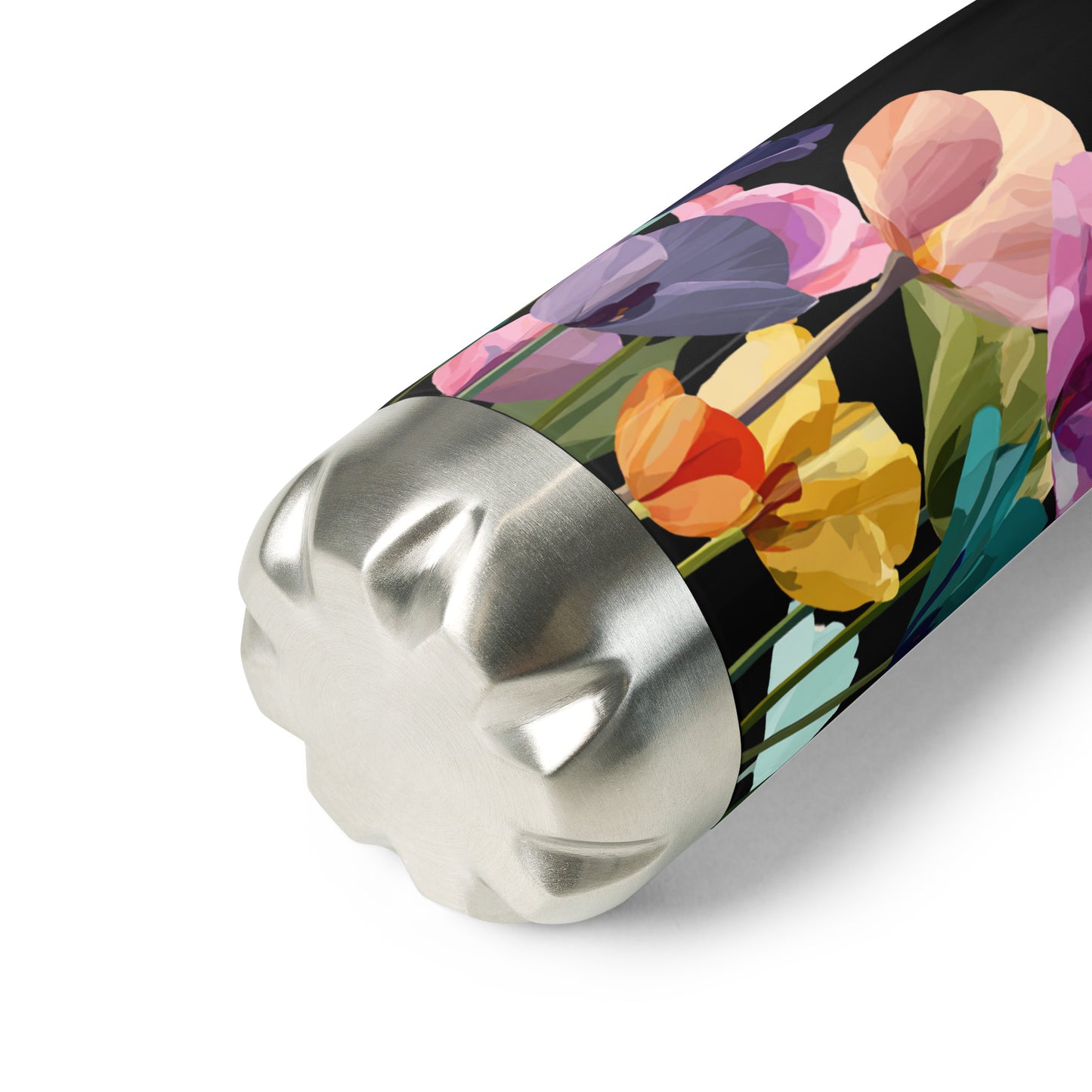 Bouteille isotherme "SPRING TULIPS" - 500ml - Noir ou Blanc