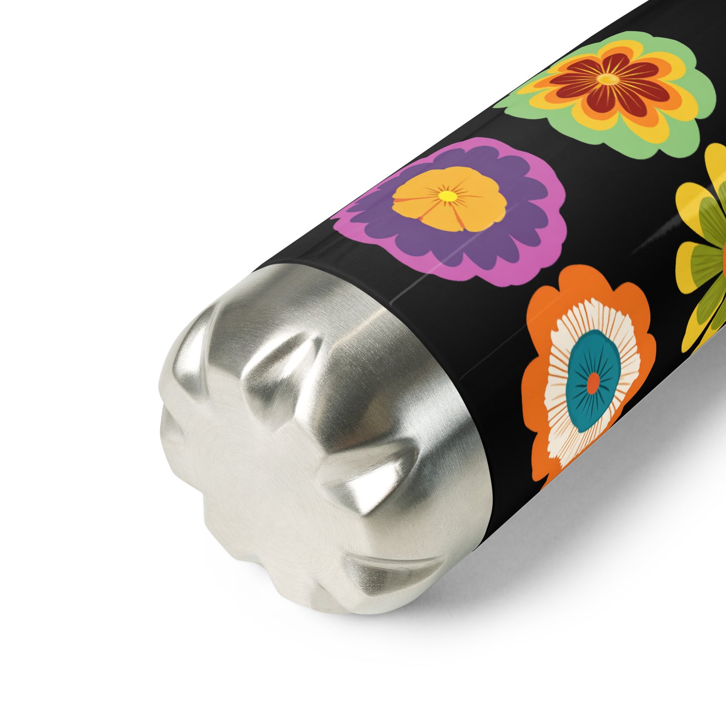 Bouteille isotherme "HIPPY FLOWERS" - 500ml - Noir ou Blanc