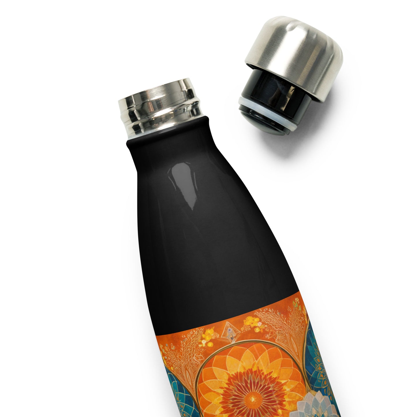 Bouteille isotherme "FLOWER MEDALS" - 500ml - Noir ou Blanc - French Bazar - 8362619_16030