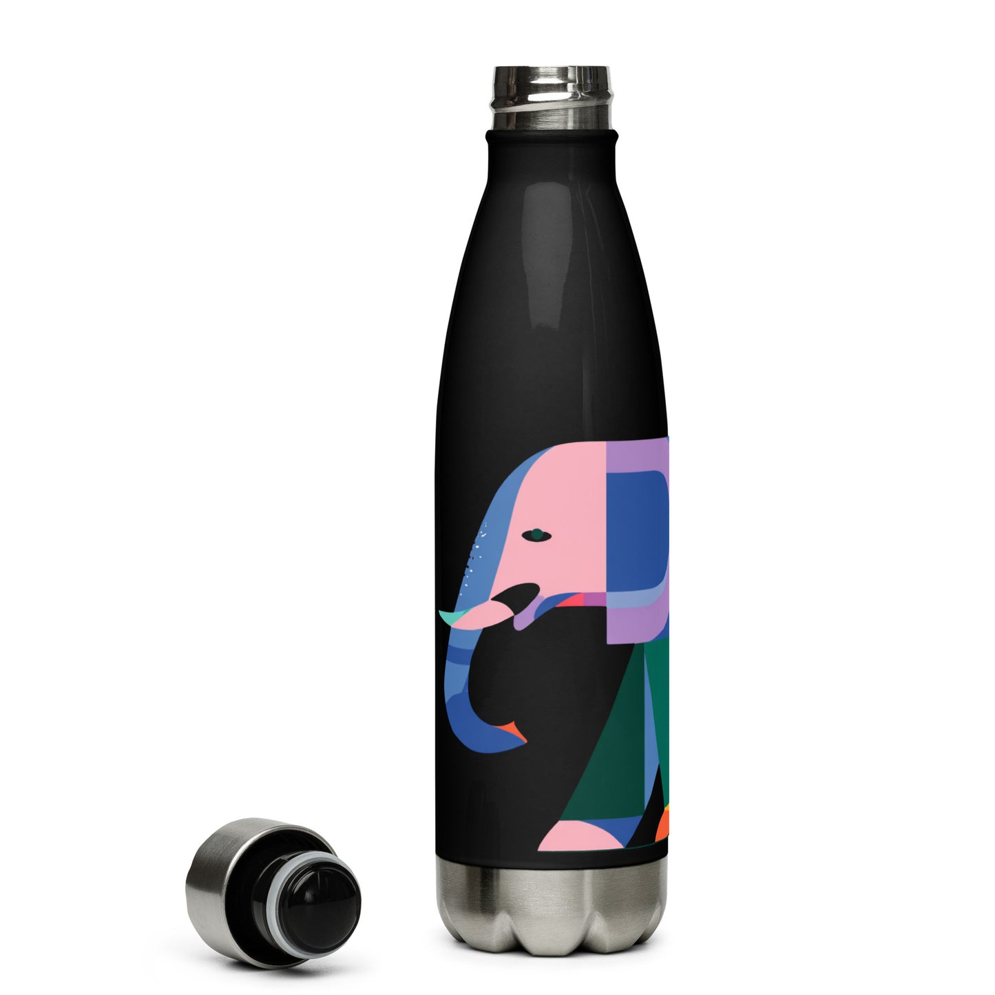 Bouteille isotherme "ÉLÉPHANT MULTICOLORE" - 500ml - Blanc ou Noir