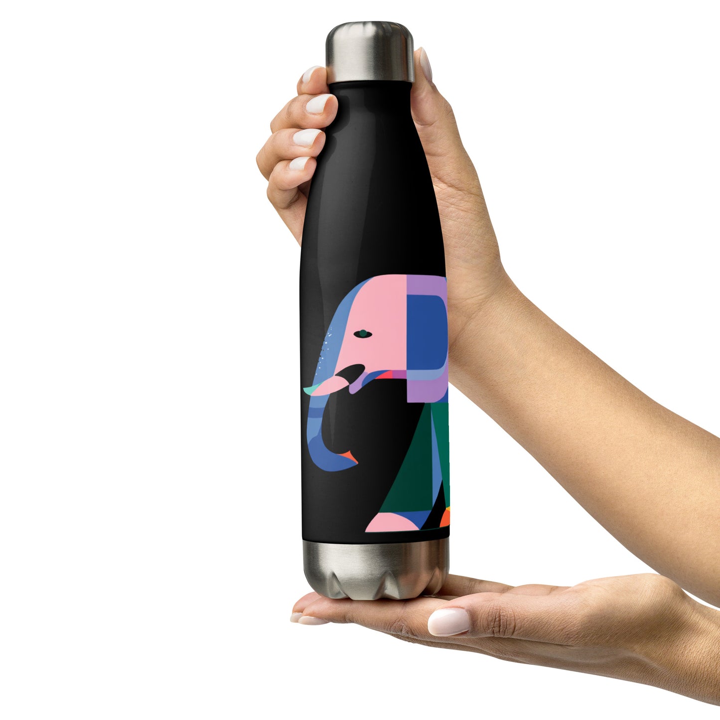 Bouteille isotherme "ÉLÉPHANT MULTICOLORE" - 500ml - Blanc ou Noir