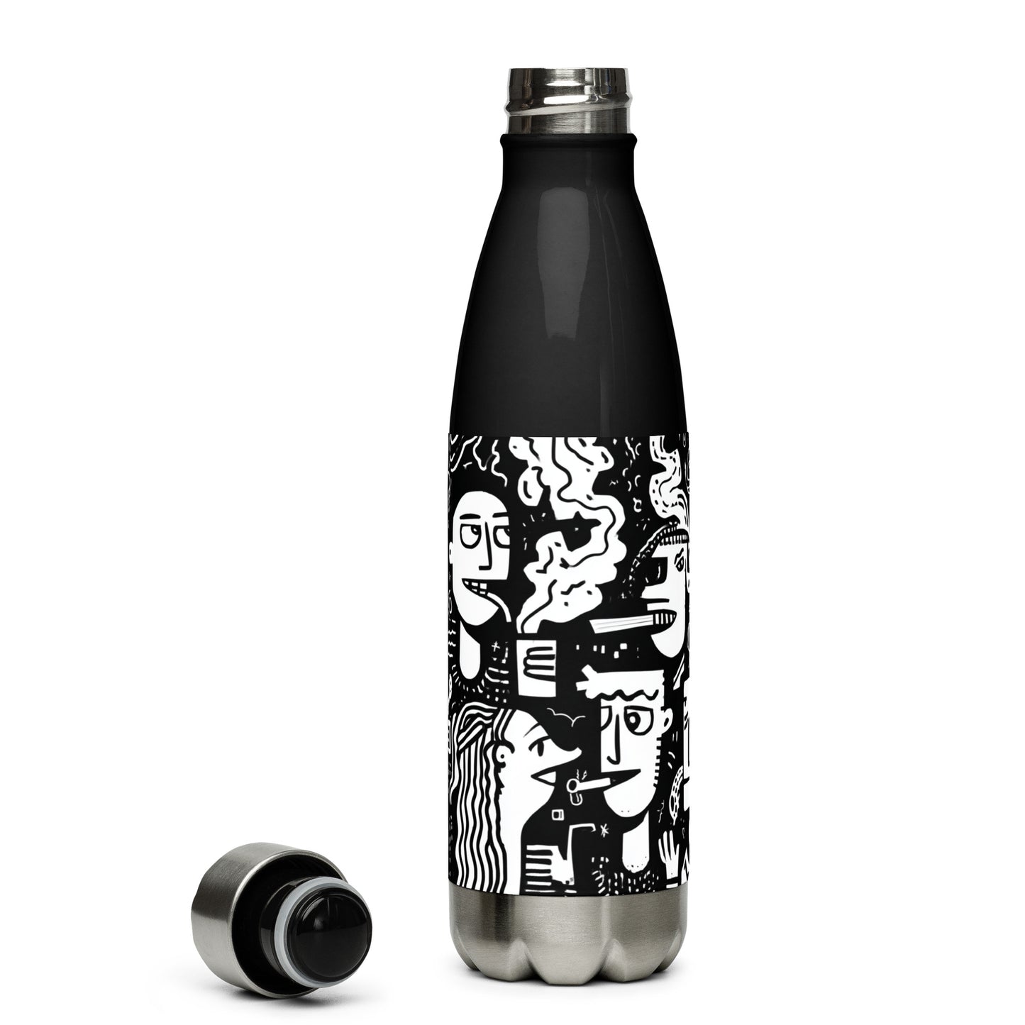 Bouteille isotherme "SMOKING AREA" - 500ml - Noir ou Blanc - French Bazar - 6165341_16030