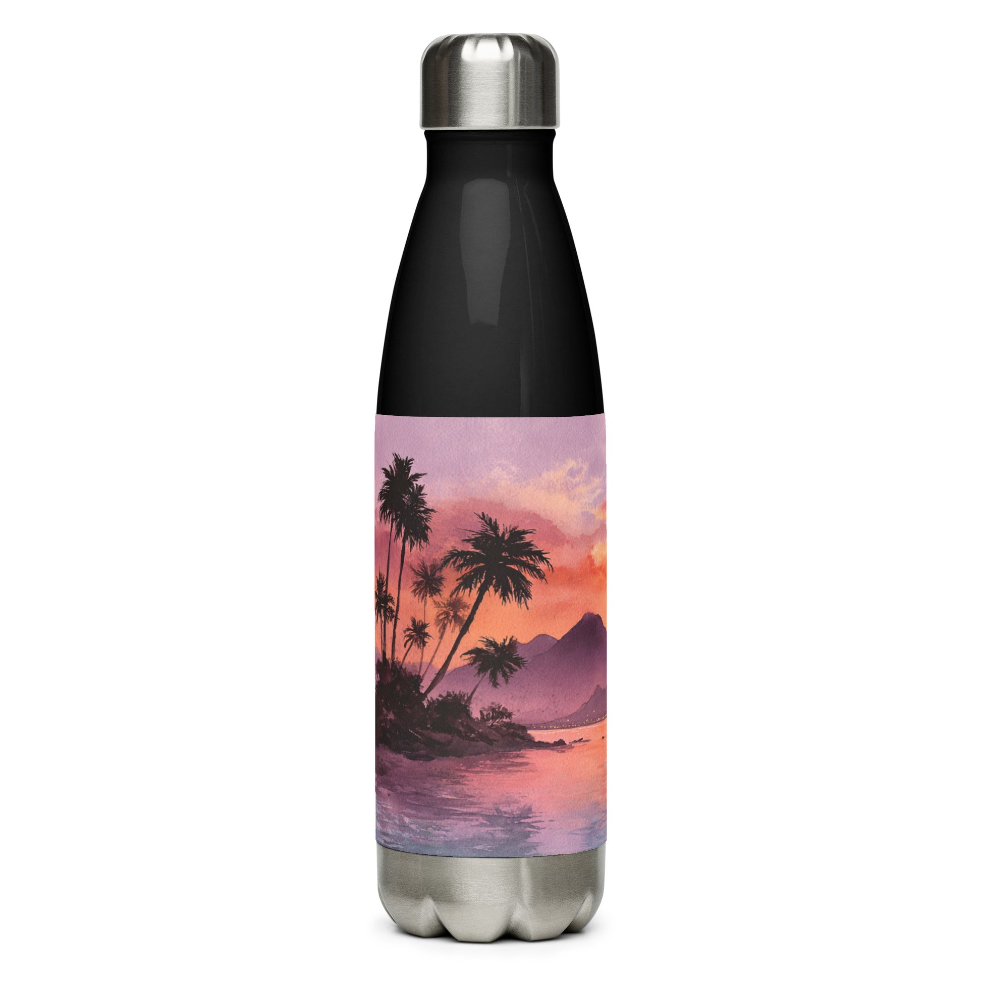 Bouteille isotherme "SUNSET ISLAND" - 500ml - Blanc ou Noir - French Bazar - 3596770_16030