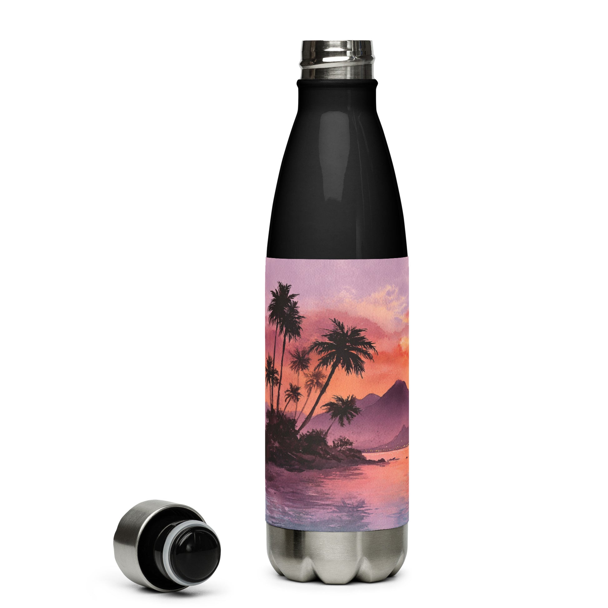 Bouteille isotherme "SUNSET ISLAND" - 500ml - Blanc ou Noir - French Bazar - 3596770_16030