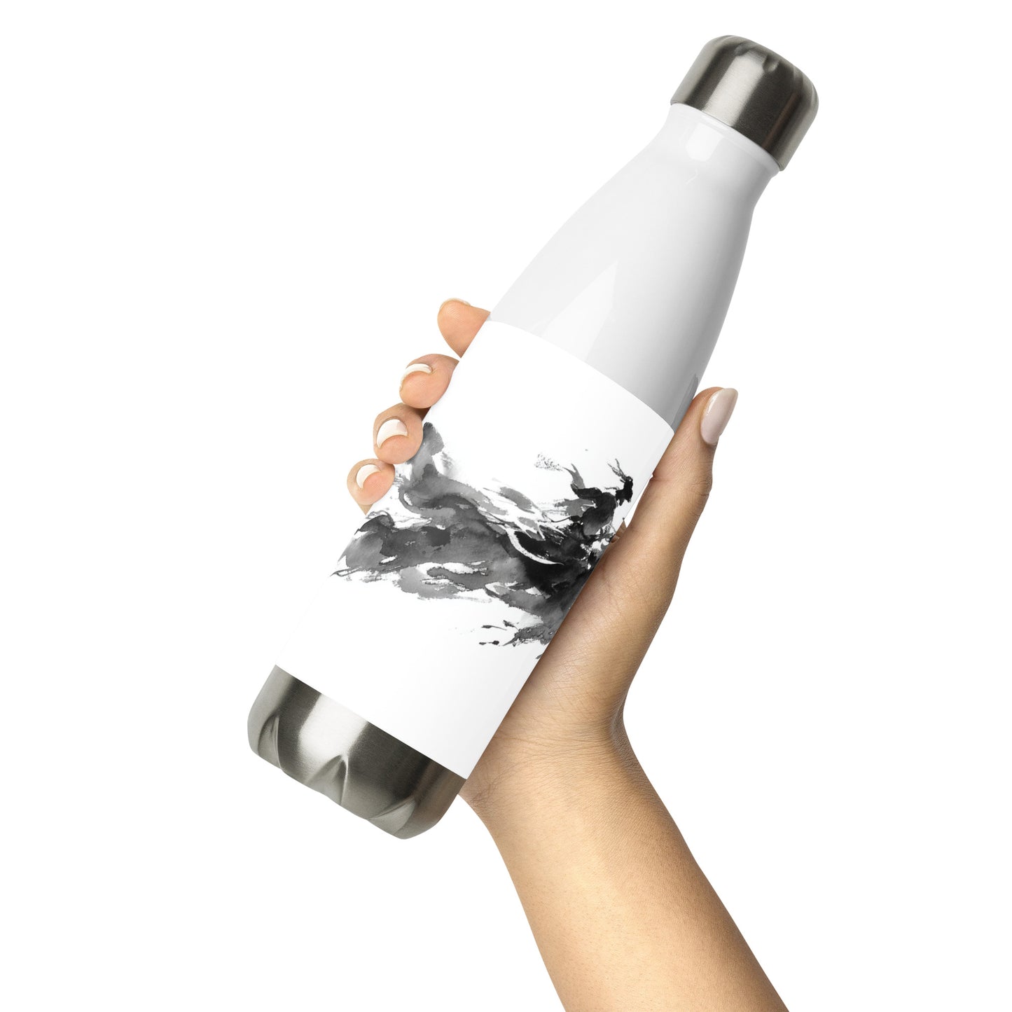 Bouteille isotherme "CAVALIER NOIR" - 500ml - Blanc