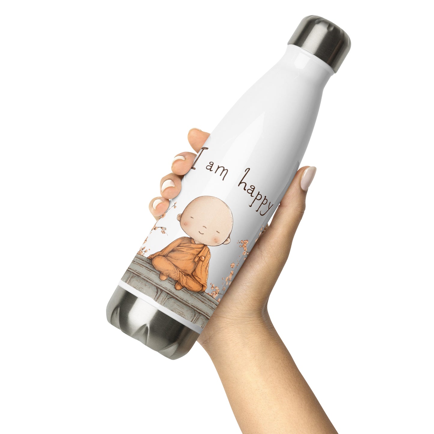 Bouteille isotherme "I AM HAPPY" - 500ml - Blanc