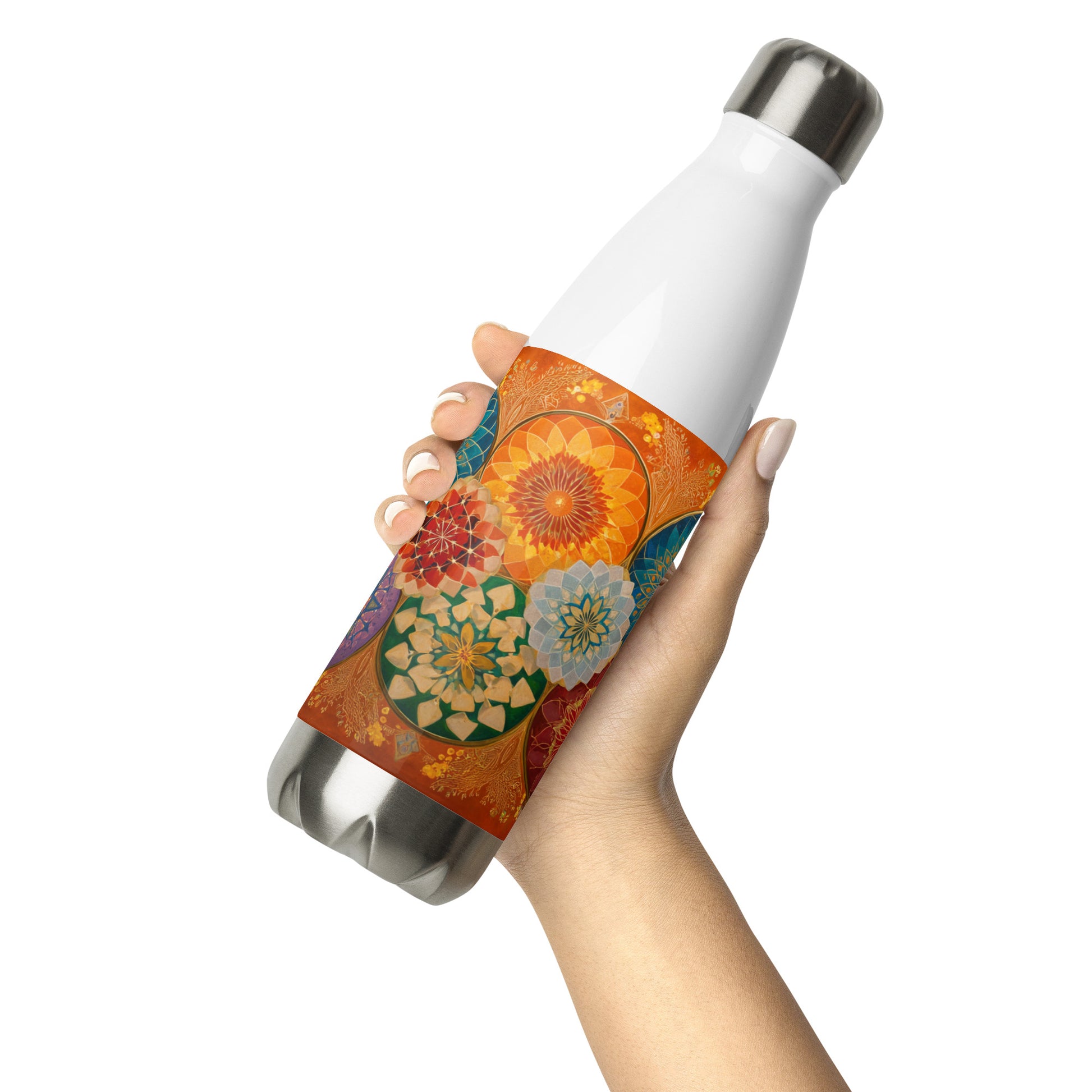 Bouteille isotherme "FLOWER MEDALS" - 500ml - Noir ou Blanc - French Bazar - 8362619_16030