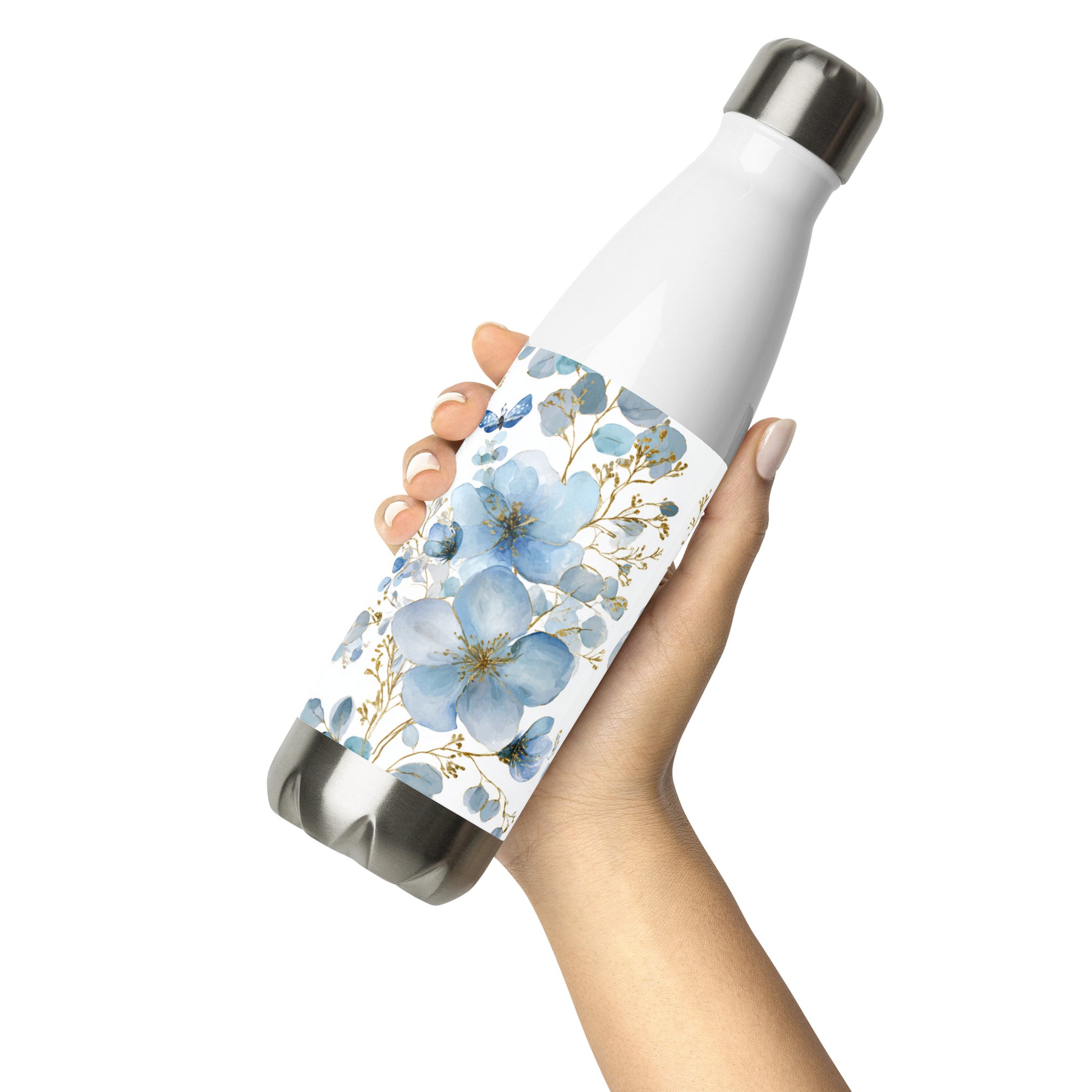 Bouteille isotherme "FLEUR BLEUE" - 500ml - Blanc - French Bazar - 4300344_10798