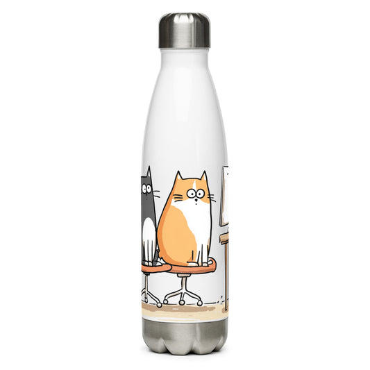Bouteille isotherme "OFFICE CATS" - 500ml - Blanc