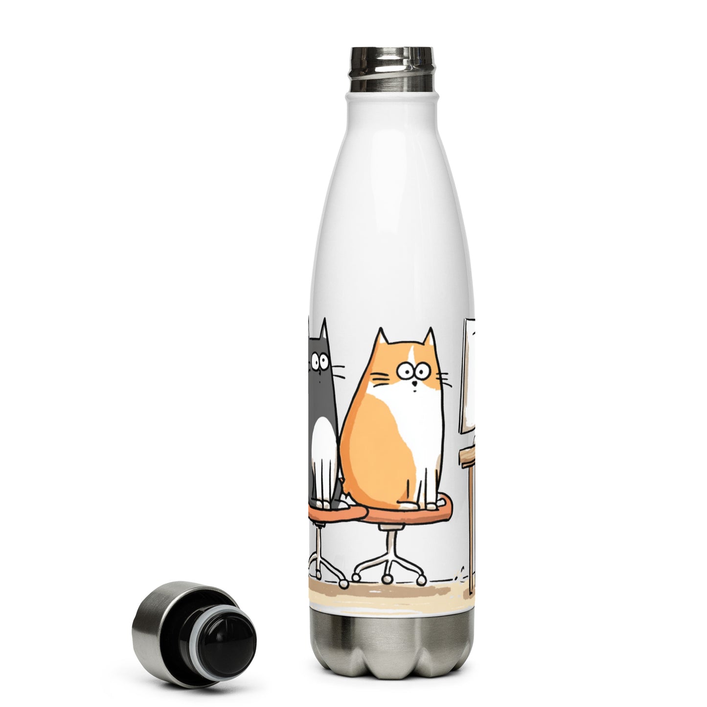 Bouteille isotherme "OFFICE CATS" - 500ml - Blanc