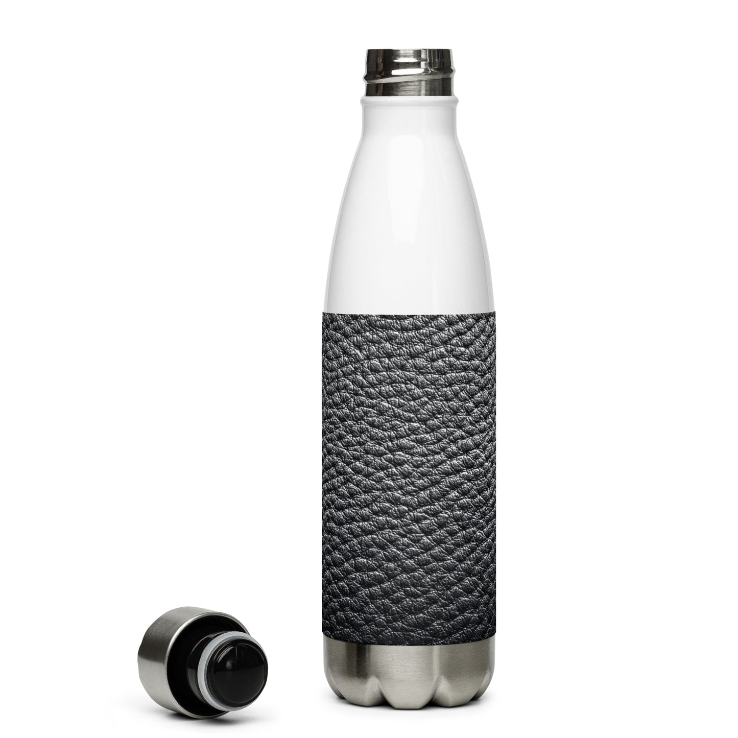 Bouteille isotherme "CUIR NOIR" - 500ml - Noir ou Blanc