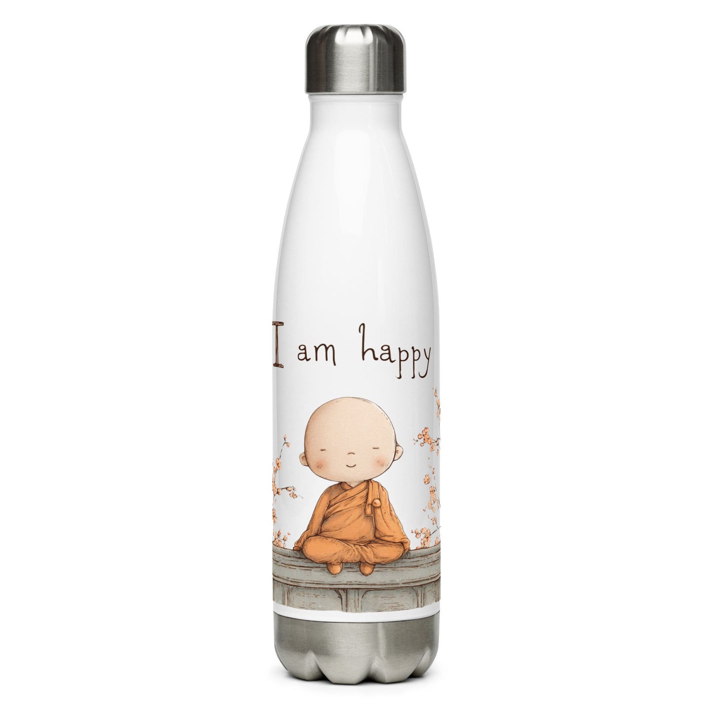 Bouteille isotherme "I AM HAPPY" - 500ml - Blanc