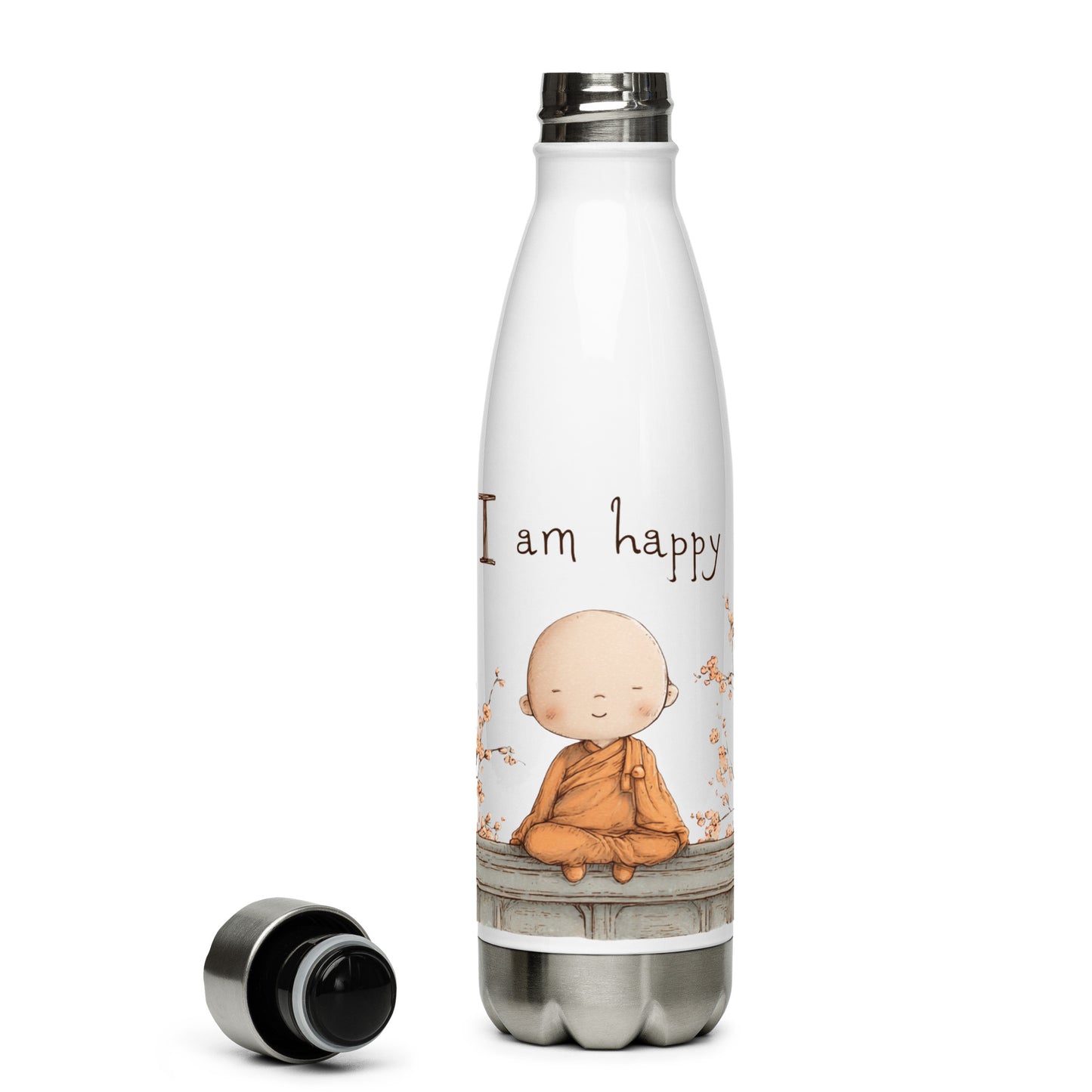 Bouteille isotherme "I AM HAPPY" - 500ml - Blanc