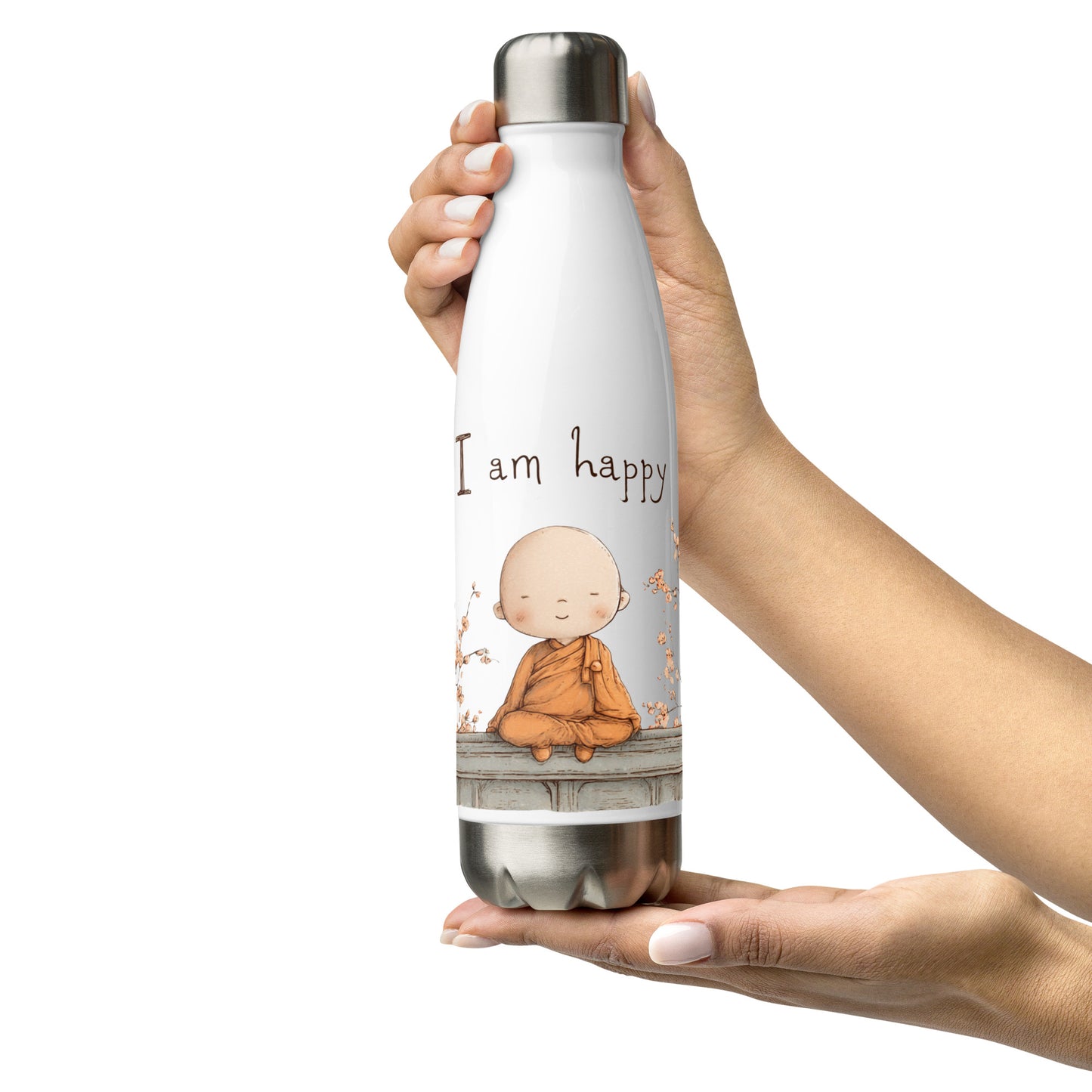 Bouteille isotherme "I AM HAPPY" - 500ml - Blanc