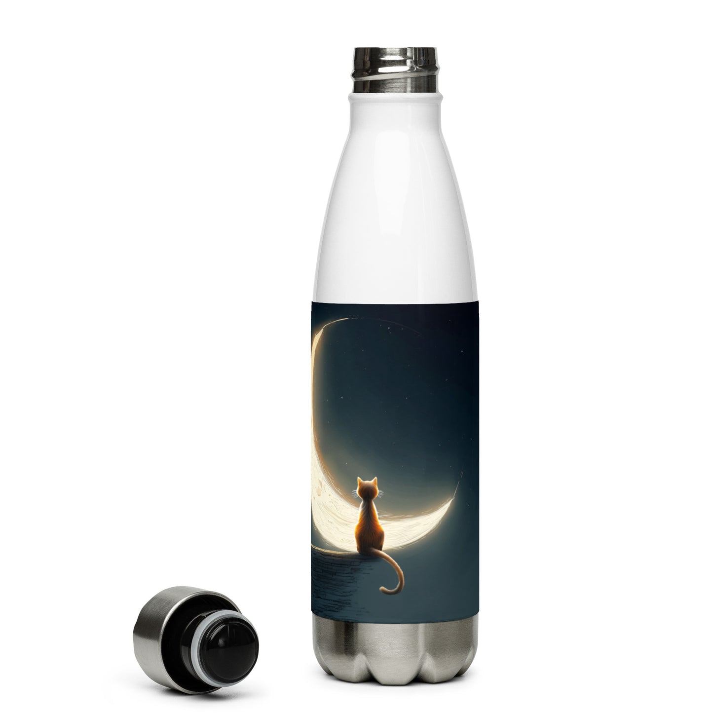 Bouteille isotherme "MOON CAT" - 500ml - Noir ou Blanc - French Bazar - 2452171_16030