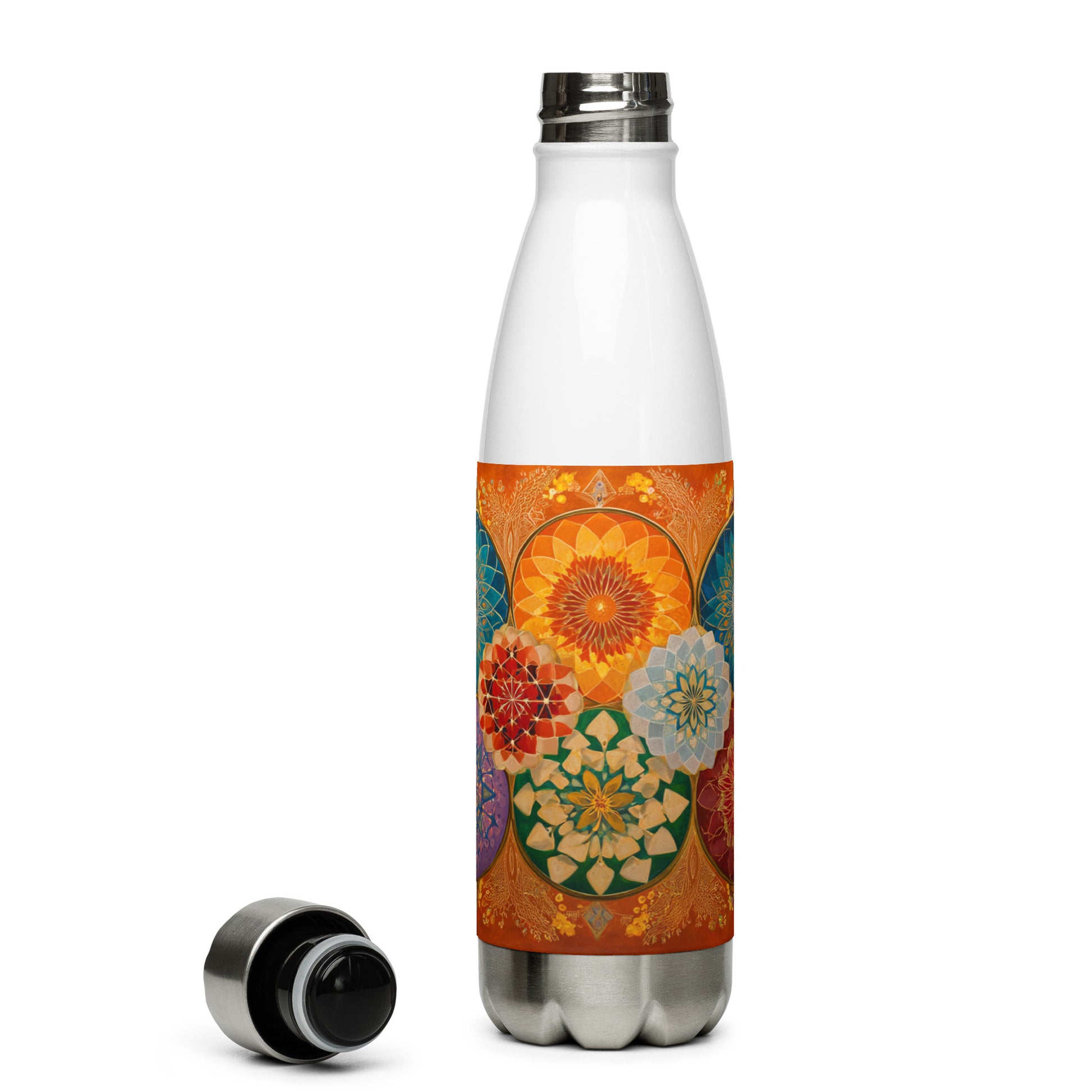 Bouteille isotherme "FLOWER MEDALS" - 500ml - Noir ou Blanc - French Bazar - 8362619_16030