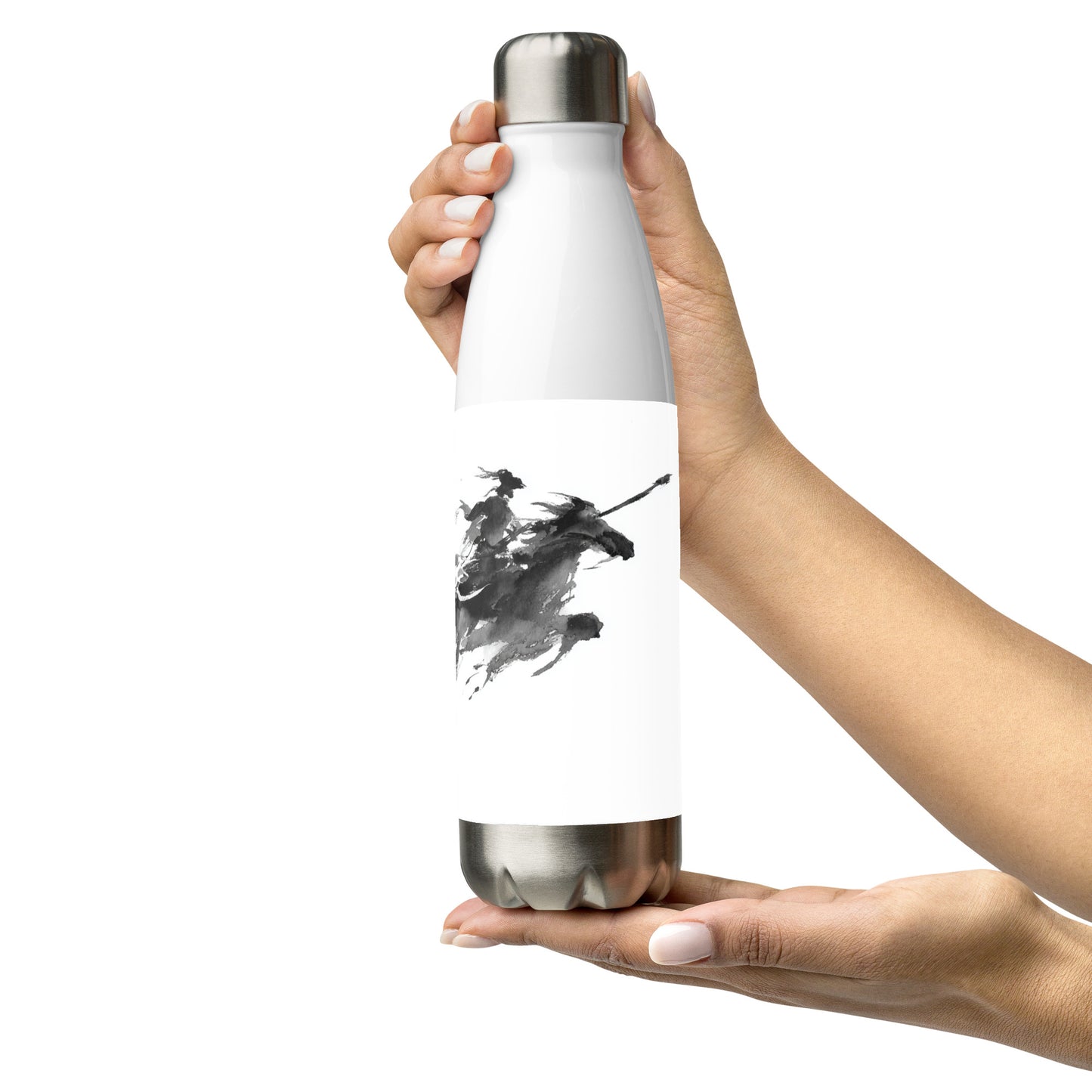 Bouteille isotherme "CAVALIER NOIR" - 500ml - Blanc