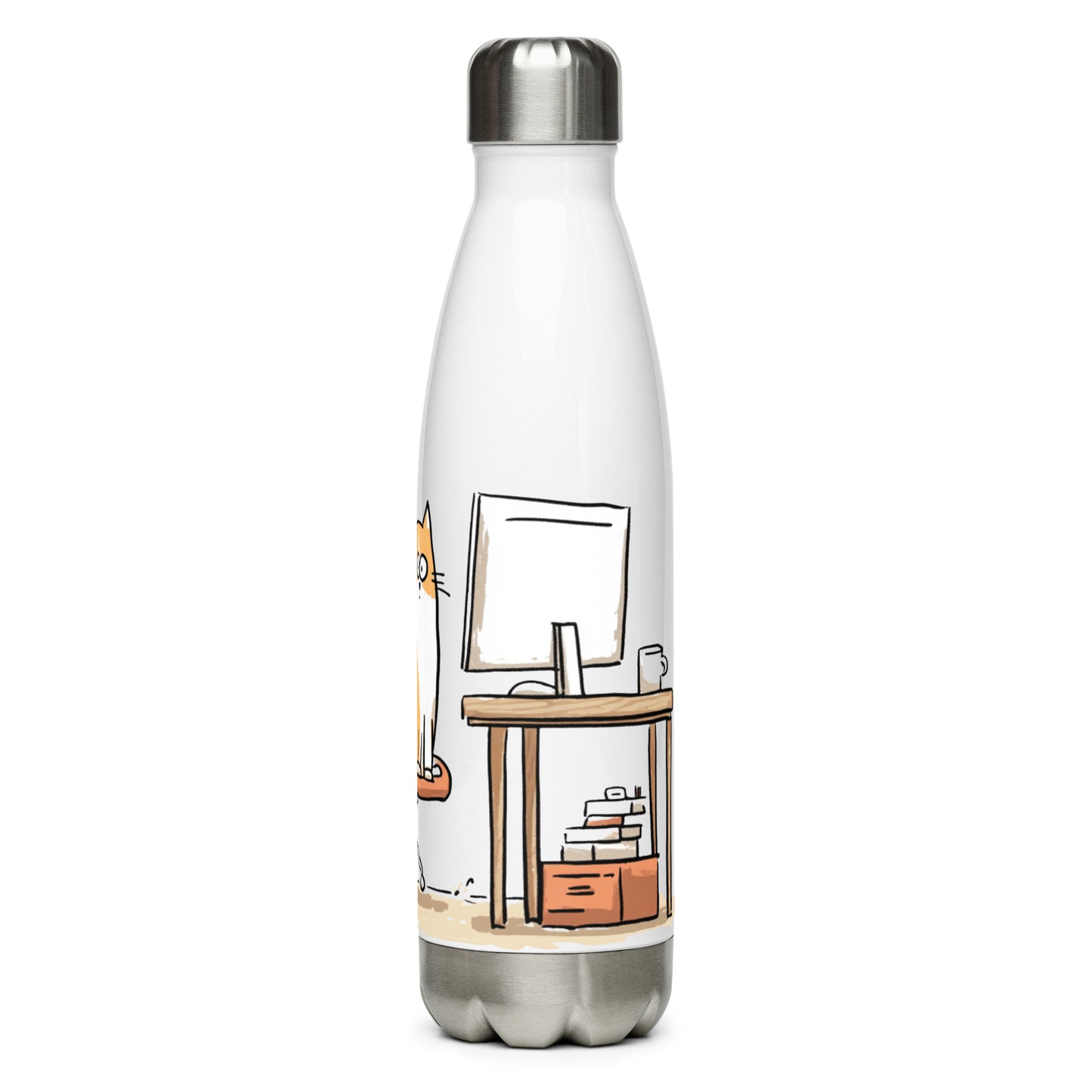 Bouteille isotherme "OFFICE CATS" - 500ml - Blanc