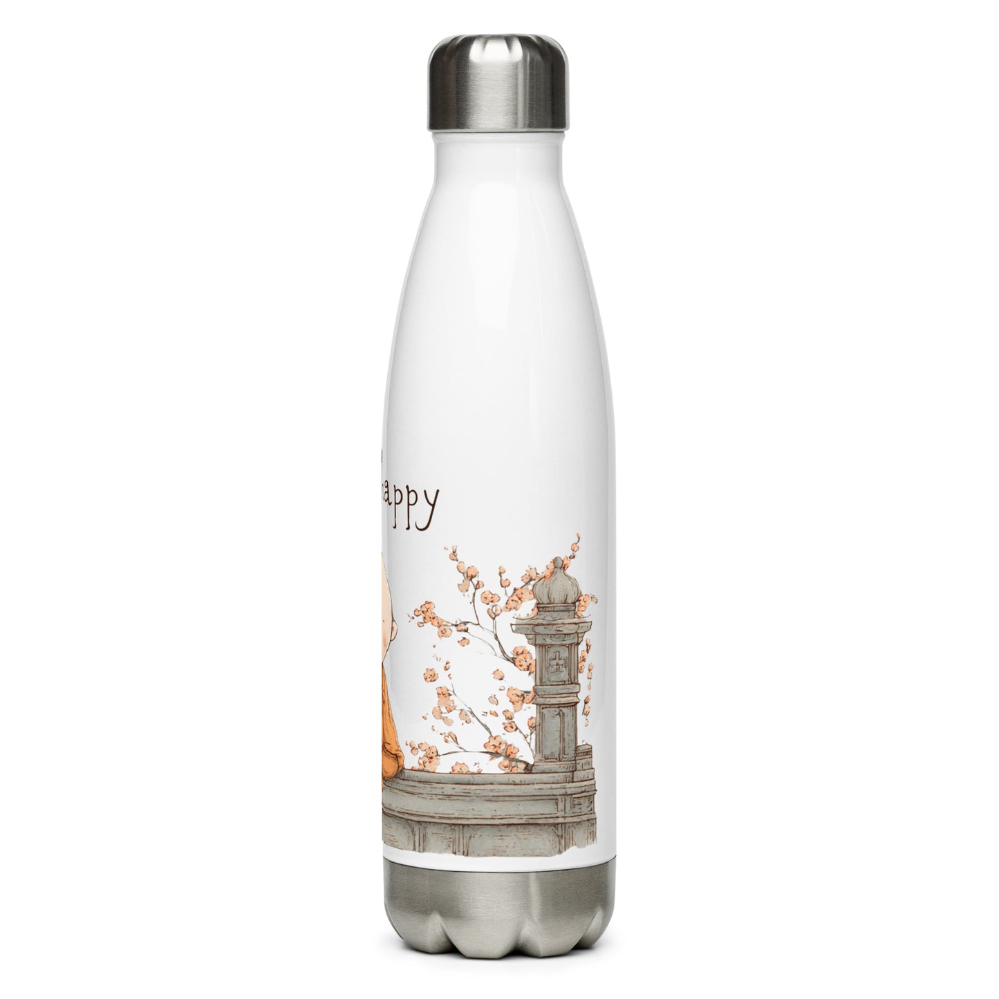Bouteille isotherme "I AM HAPPY" - 500ml - Blanc