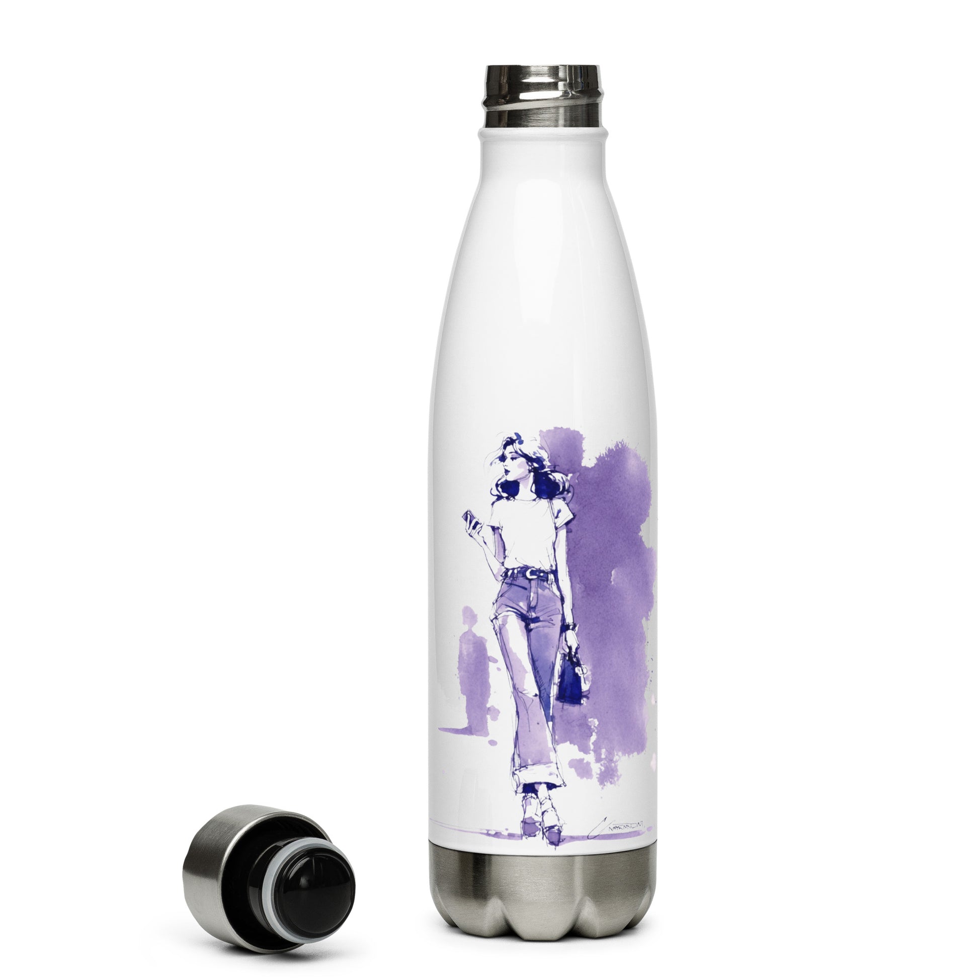 Bouteille isotherme "WALKING GIRL" - 500ml - Blanc - French Bazar - 2812104_10798