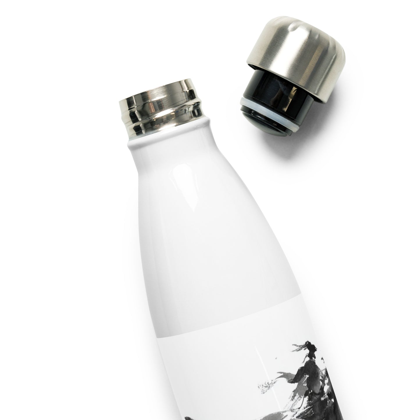 Bouteille isotherme "CAVALIER NOIR" - 500ml - Blanc