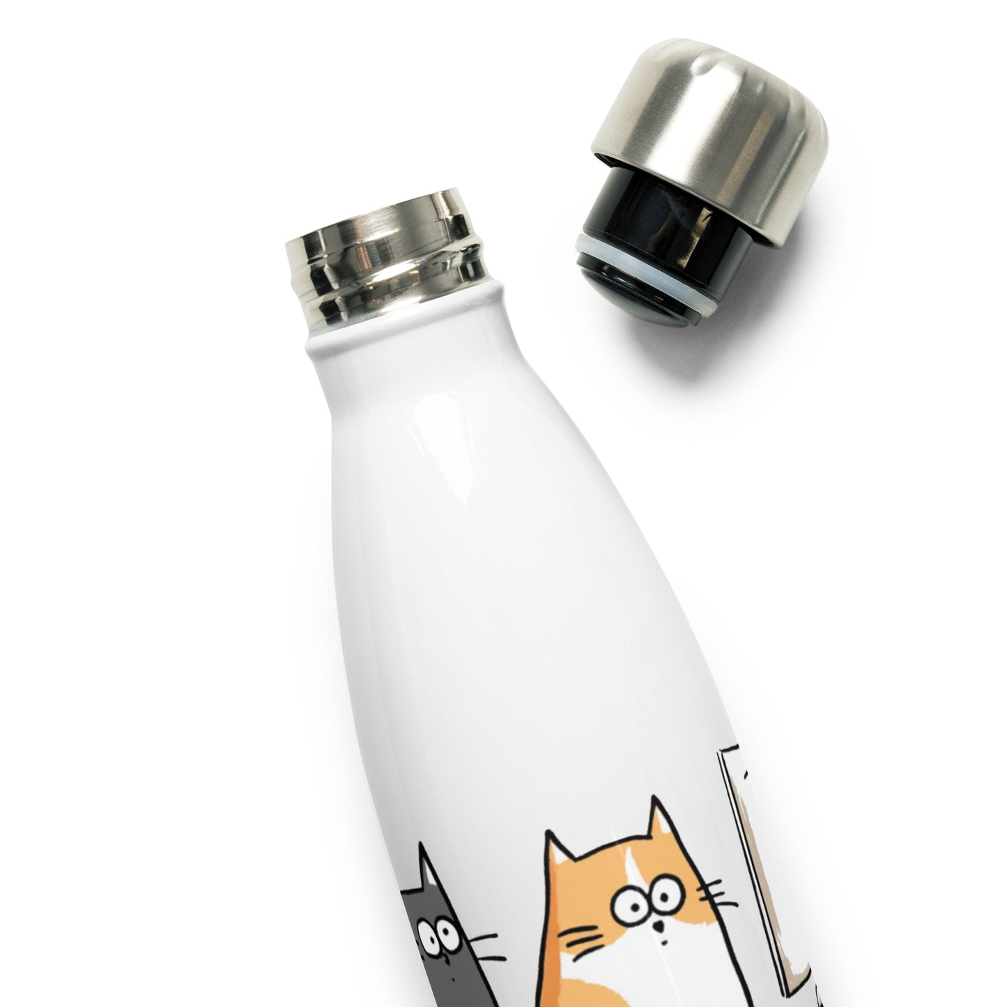 Bouteille isotherme "OFFICE CATS" - 500ml - Blanc