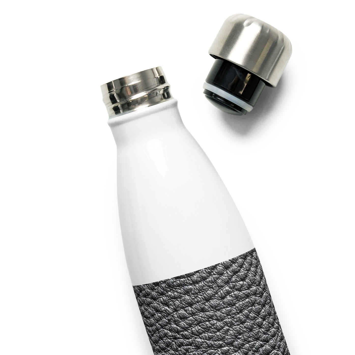 Bouteille isotherme "CUIR NOIR" - 500ml - Noir ou Blanc