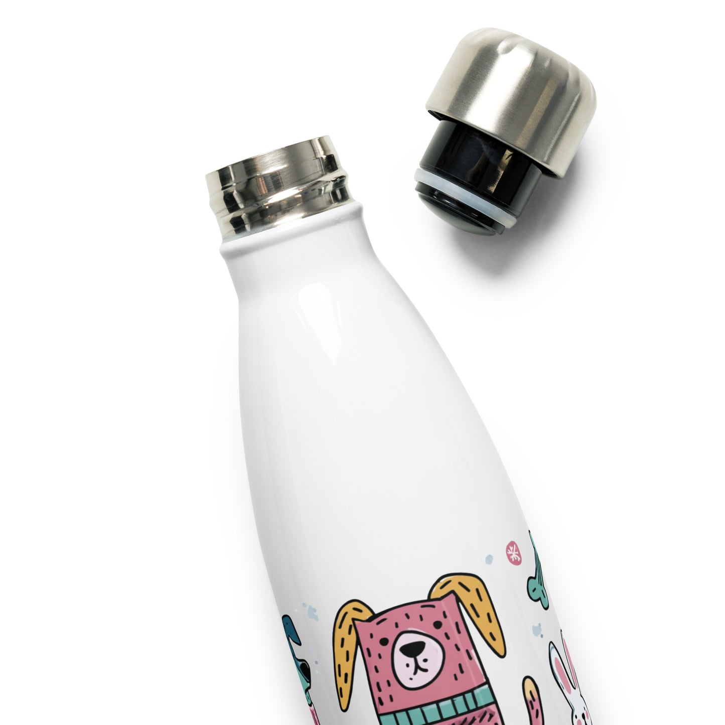 Bouteille isotherme "ANIMAUX ENFANTINS" - 500ml - Blanc