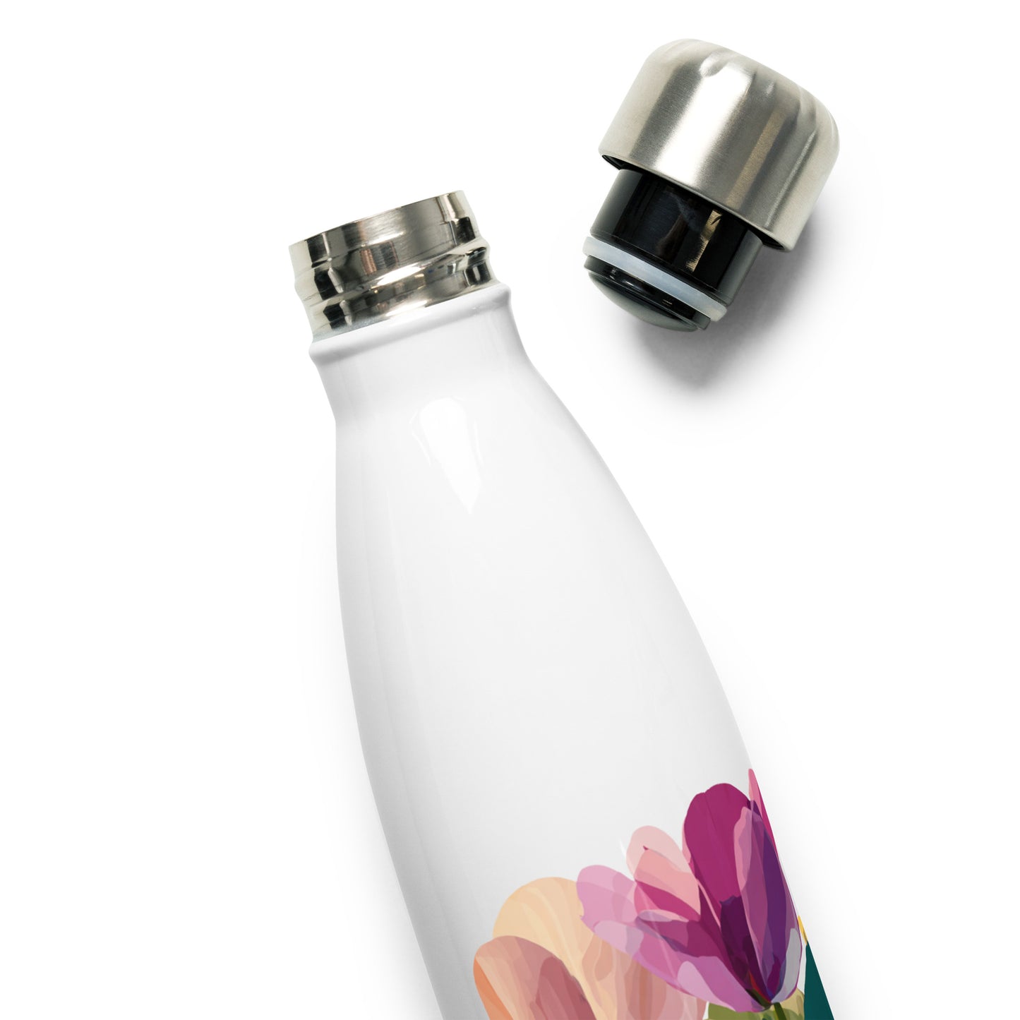 Bouteille isotherme "SPRING TULIPS" - 500ml - Noir ou Blanc