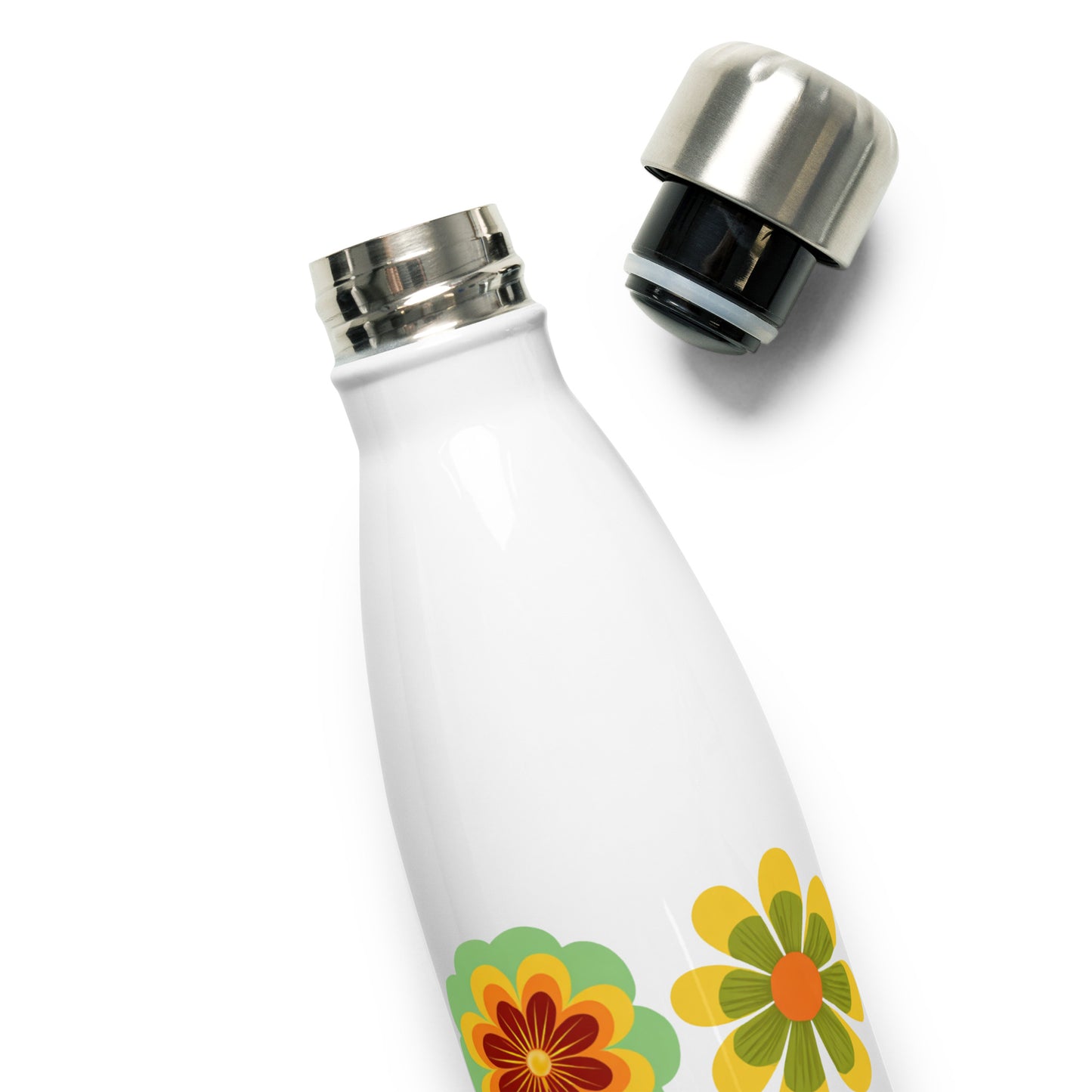 Bouteille isotherme "HIPPY FLOWERS" - 500ml - Noir ou Blanc
