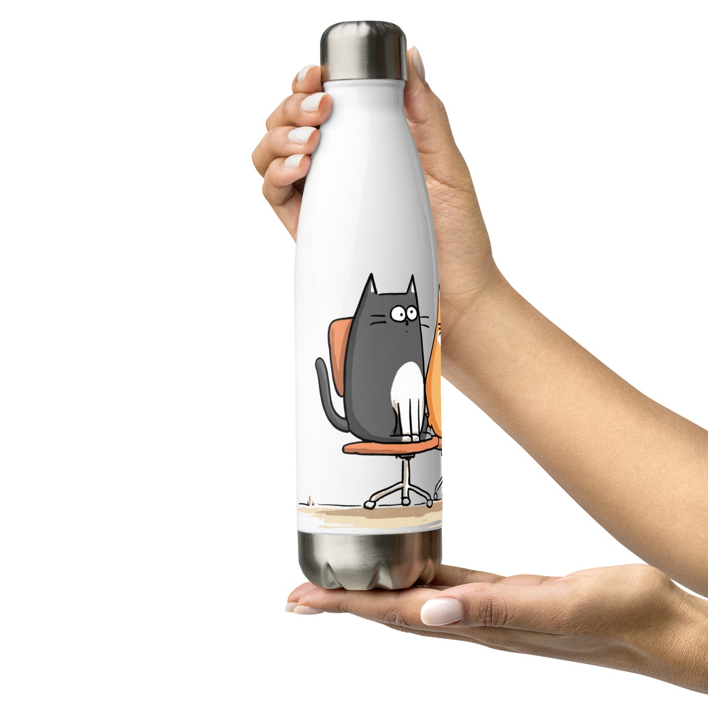 Bouteille isotherme "OFFICE CATS" - 500ml - Blanc