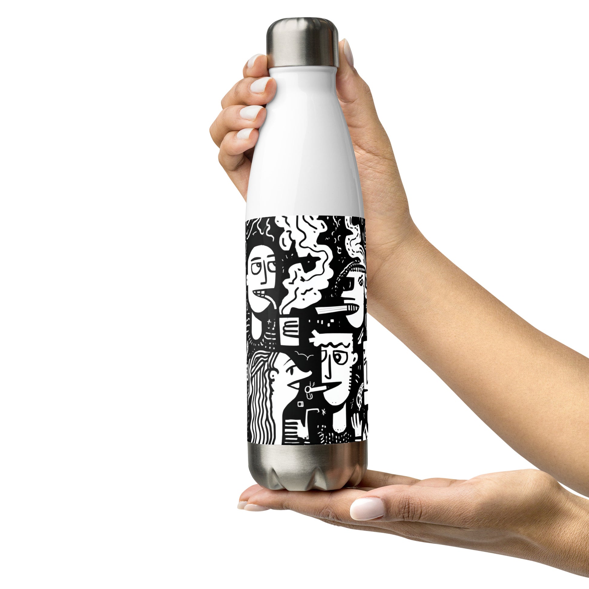 Bouteille isotherme "SMOKING AREA" - 500ml - Noir ou Blanc - French Bazar - 6165341_16030
